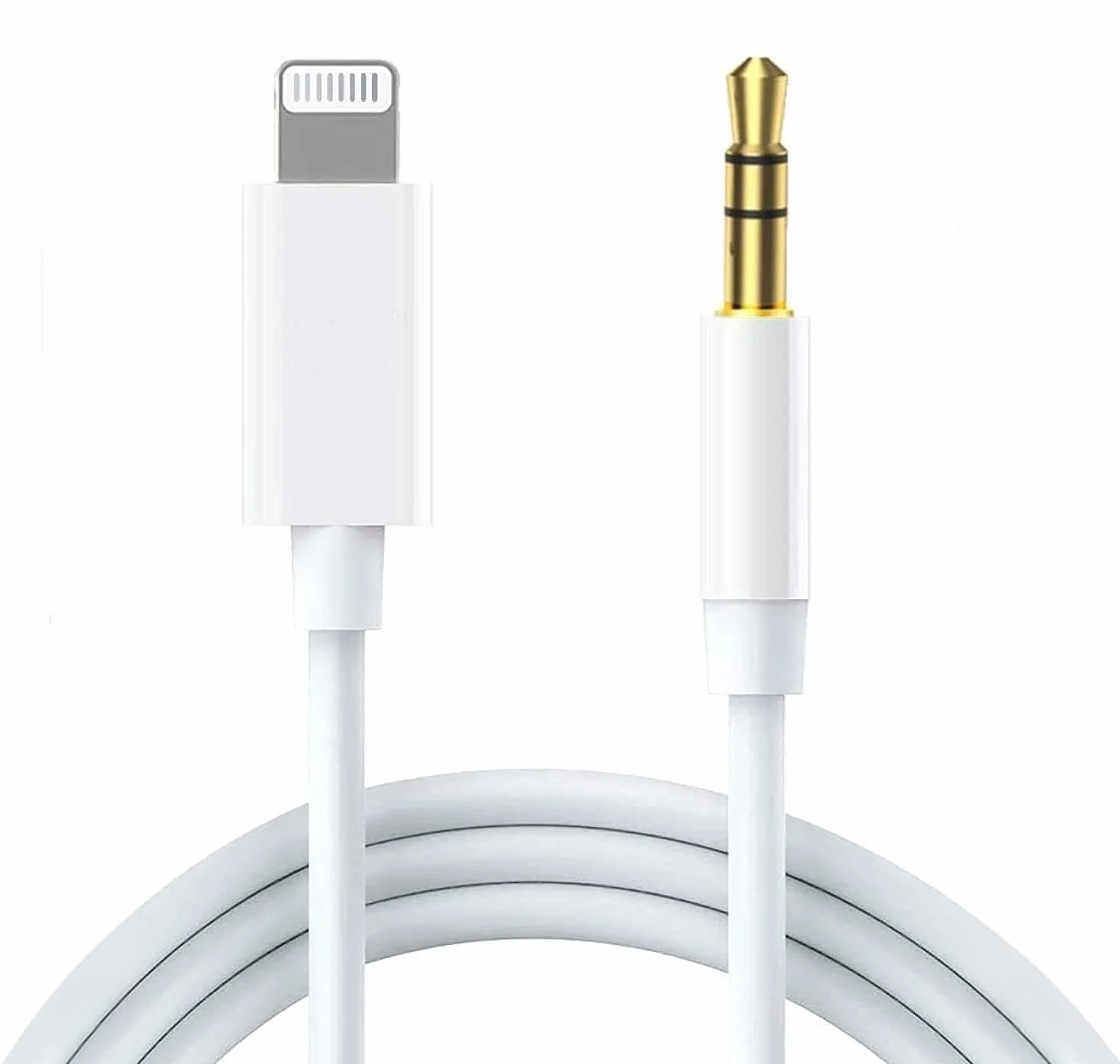 Cordon auxiliaire pour iPhone, [certifié Apple MFi] Câble Lightning vers auxiliaire compatible avec iPhone 14 13 12 11 XS XR X 8 7 vers haut-parleur stéréo de voiture, casque, blanc
