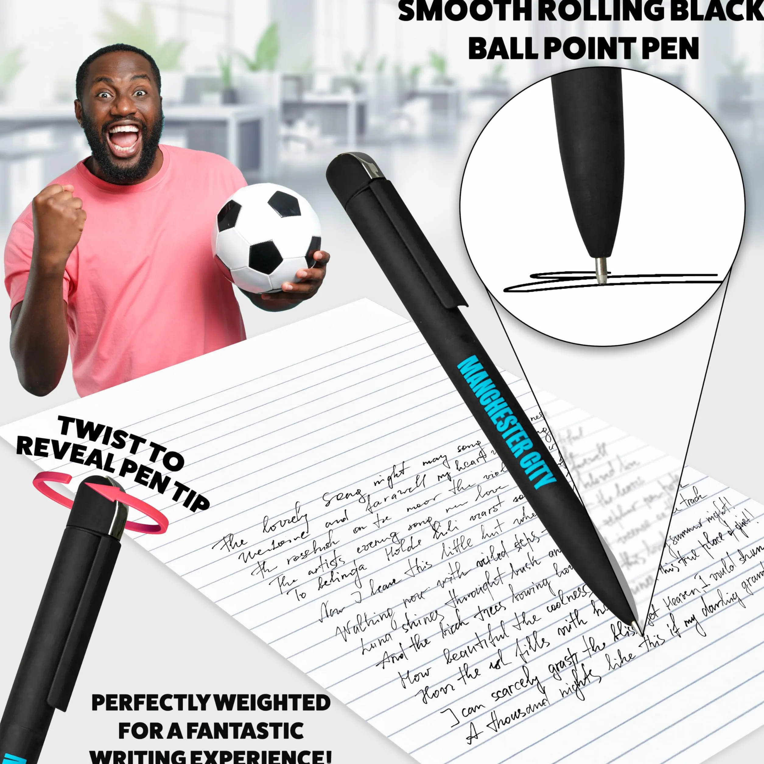 MANCHESTER CITY F.C. Set Papeterie Carnet de Notes A4 Stylo Noir Cadeau