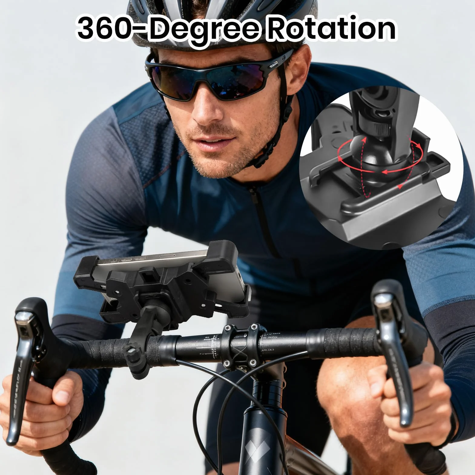 Support Téléphone Vélo Moto, Support Telephone Porte Telephone Velo Guidon Universel pour Trotinette Electrique Scooter VTT avec 360° Rotation pour iPhone 17 16 15 14 13 5,5"-7,9" Smartphones GPS