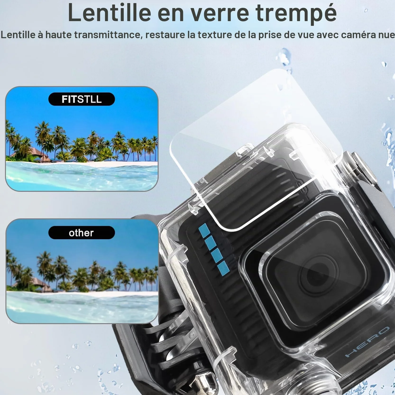 FitStill Boîtier de plongée étanche 60 m Compatible GoPro Hero 4K Coque Protection Support