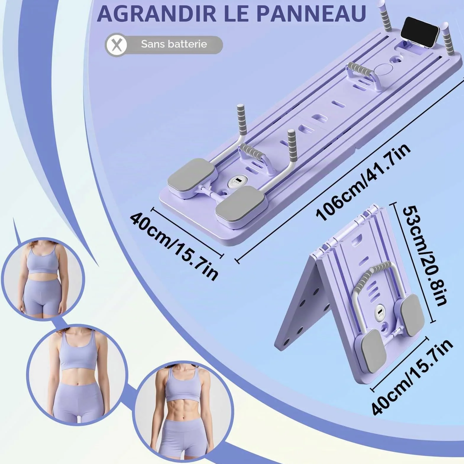 Kit Mini Reformer Pilates avec Barre et Bandes de Résistance, Planche Multifonctionnelle pour Maison