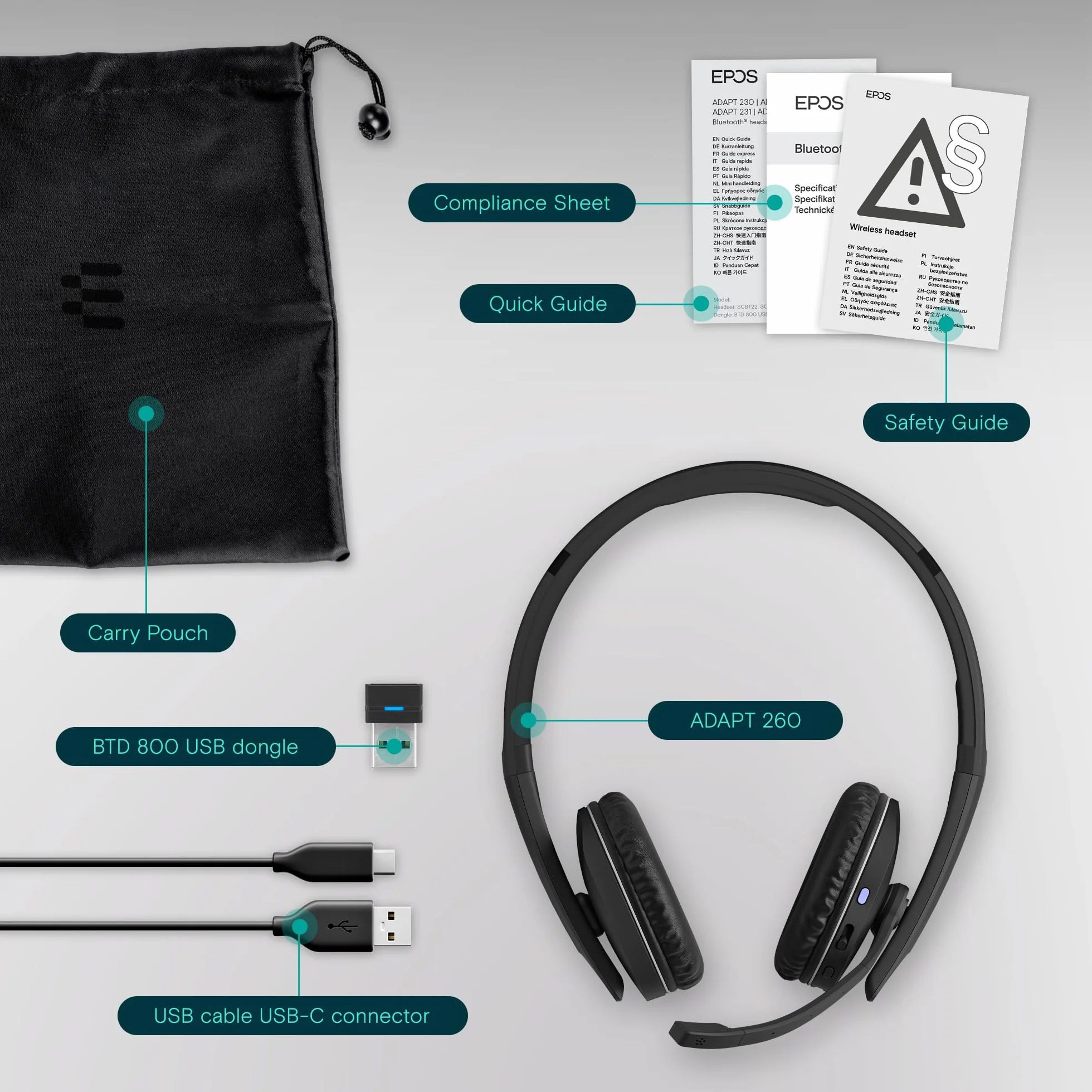 EPOS Adapt 260 - Casque Bluetooth Professionnel avec Son Supérieur, Confort Toute la Journée et Connectivité Multi-Appareils