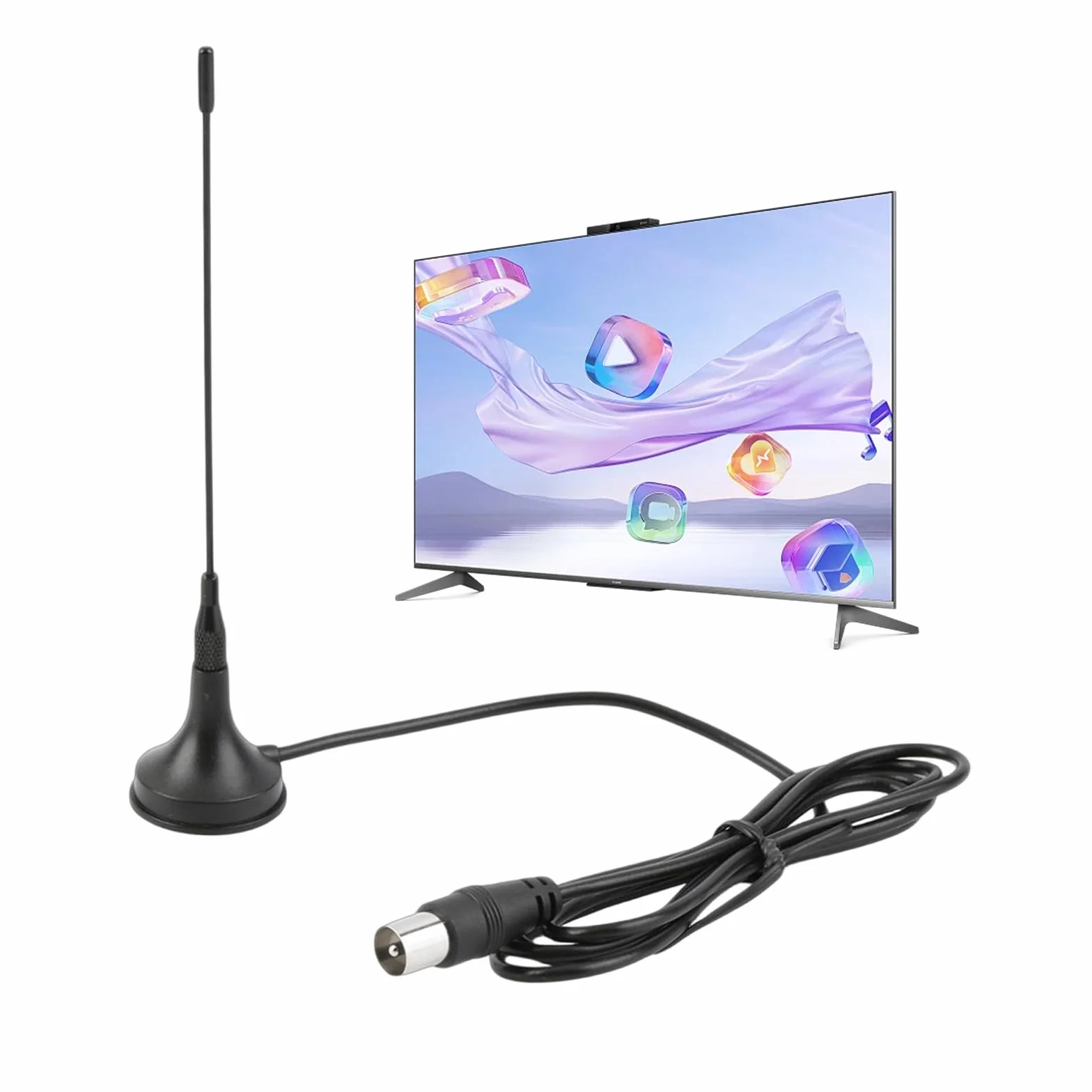 Antenne TV Intérieure TNT HD DTA180 - Antenne Puissante, Compacte et Portable avec Base Magnétique, pour Réception Télévisuelle en France et Belgique, pour Maison, Camping-Car, Caravane - Noir