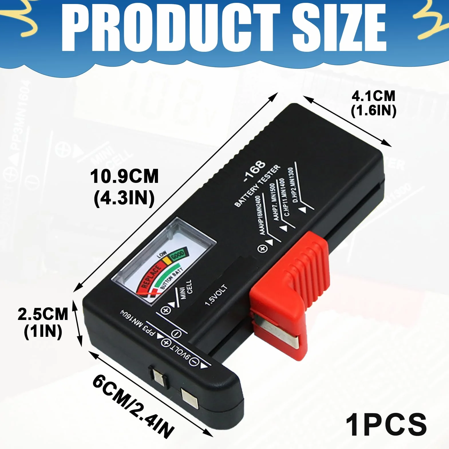 Testeur de batterie pour piles AA AAA D C 9V 1.5V bouton