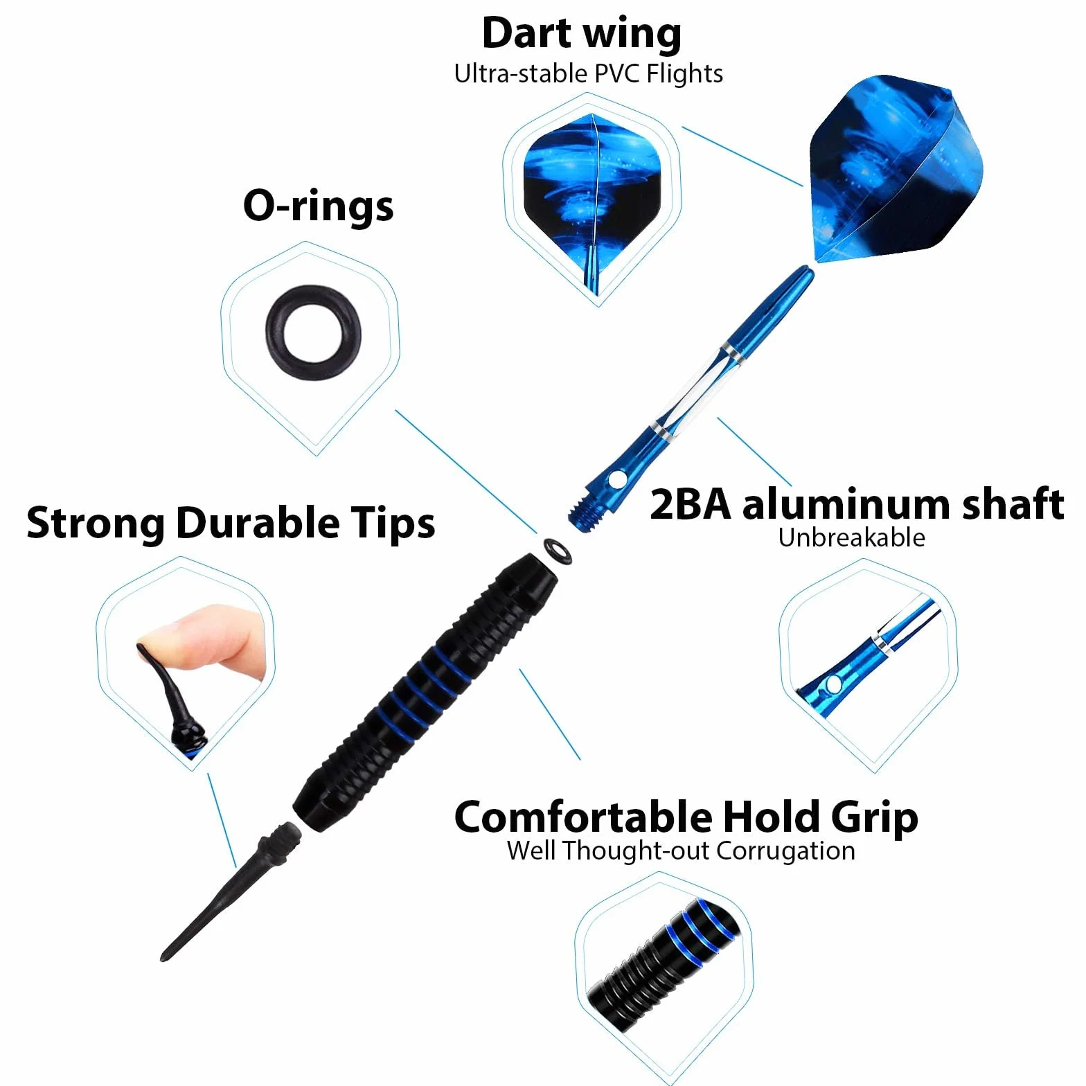 Flechette Pointe Plastique Pro 18g, Set de Flechettes à Pointe Souple pour Cible Electronique 3 Fléchettes