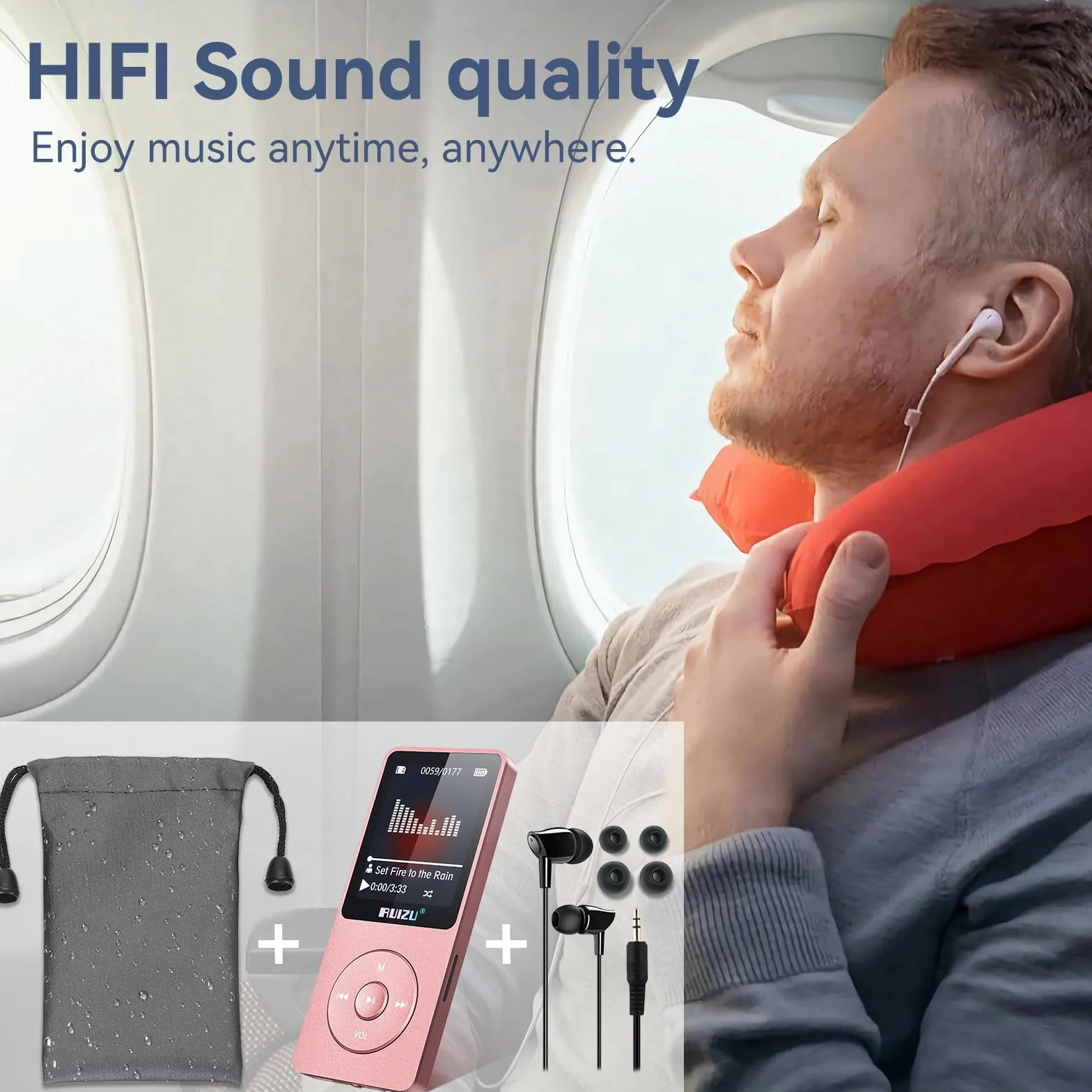 Lecteur MP3 32 Go Bluetooth 5.3 écran 1,8" autonomie 80 h