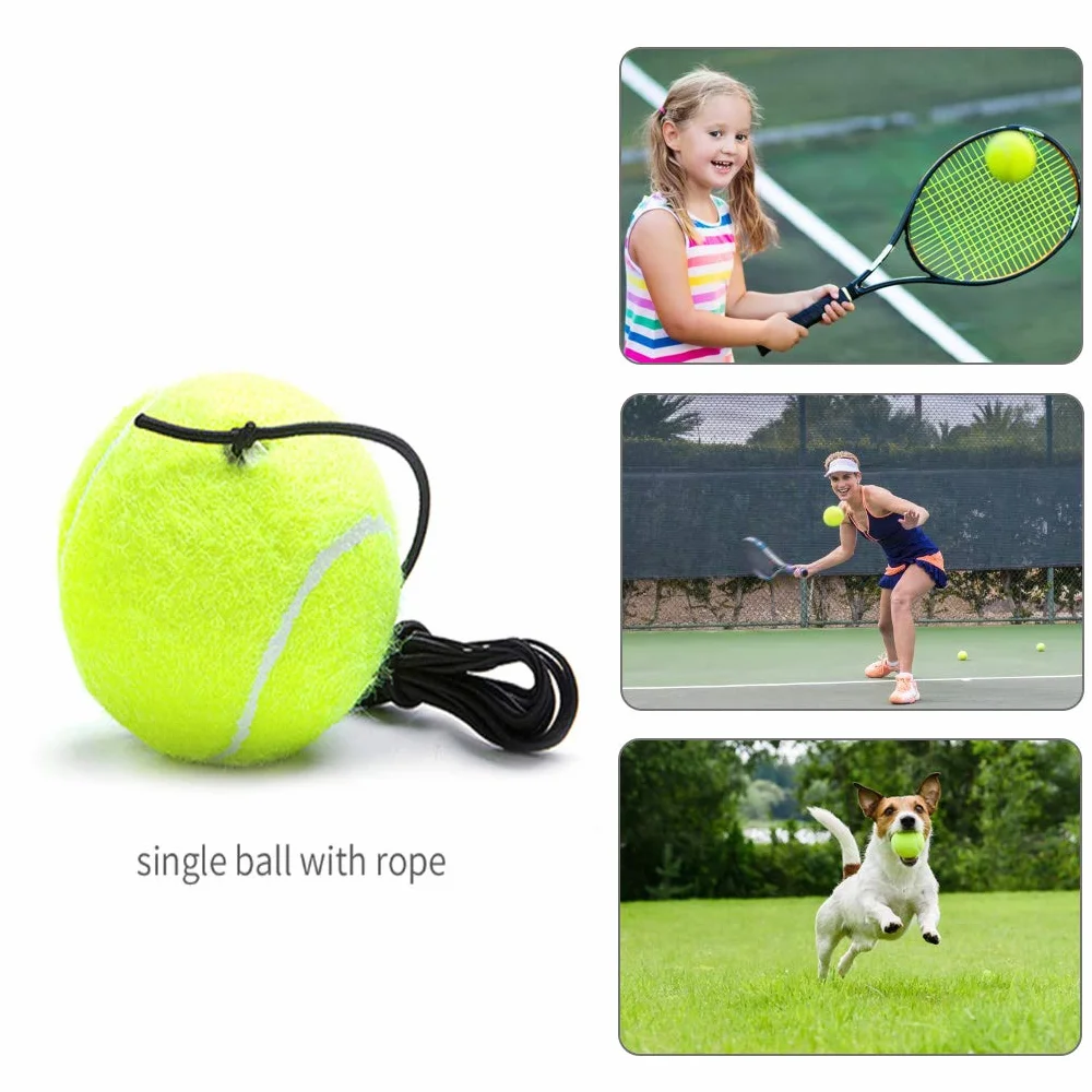 Lot de 3 balles d'entraînement de tennis avec corde, rebondissantes, pour intérieur et extérieur