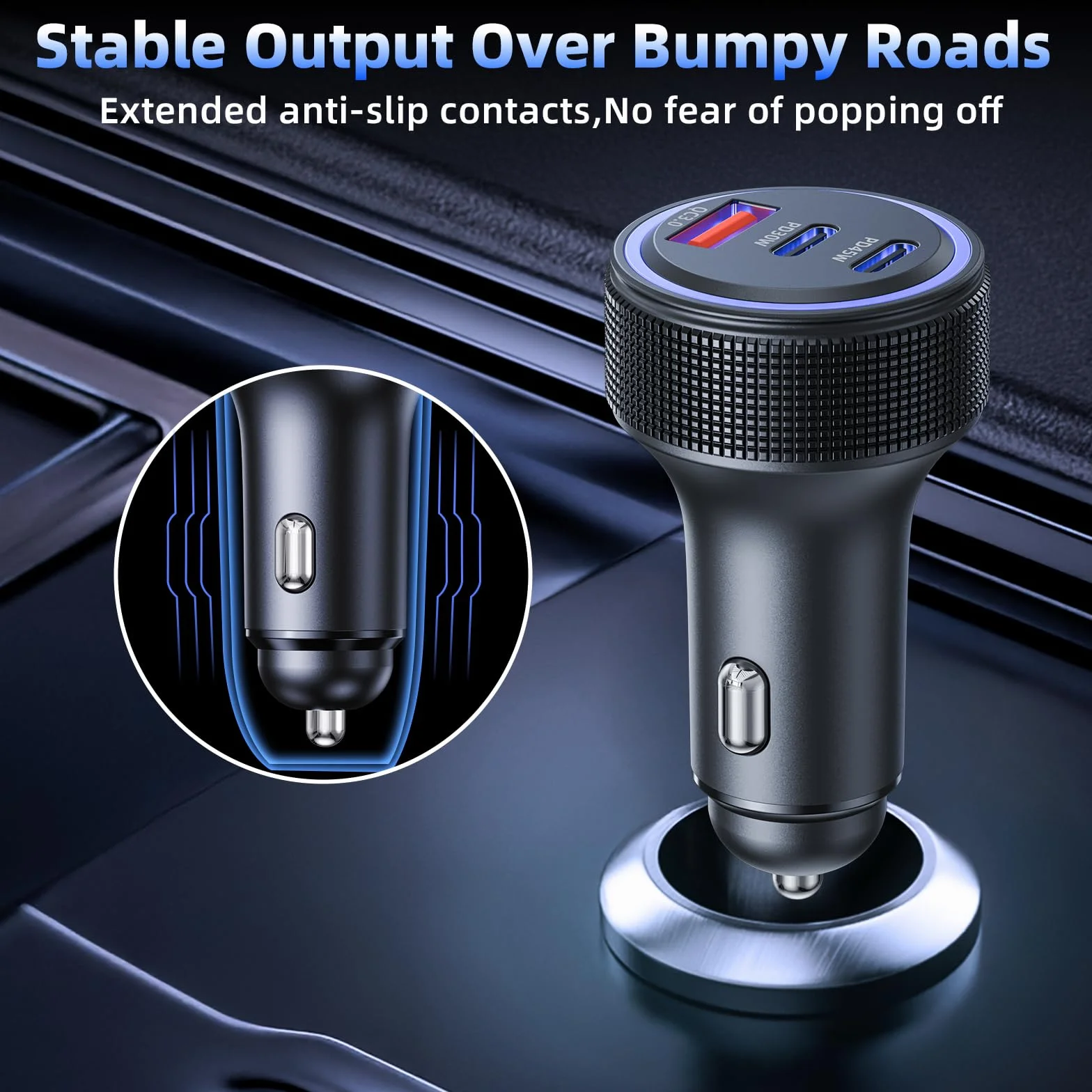 Chargeur Allume Cigare USB C 3 Ports 93W PD QC 3.0 Chargeur Voiture Charge Rapide Prise Allume Cigare 12V,pour iPhone iPad Samsung Huawei Xiaomi Tabletetc
