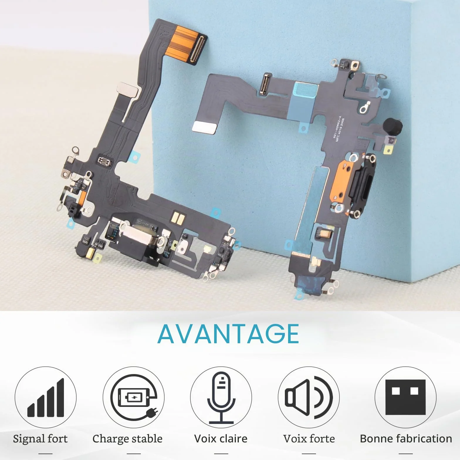 RongZy Dock Connecteur de Charge Compatible avec 6.1" iPhone 12 Câble Nappe de Rechange avec Connecteur pour iPhone 12 Pro Inclus Kit de Outils(Noir)