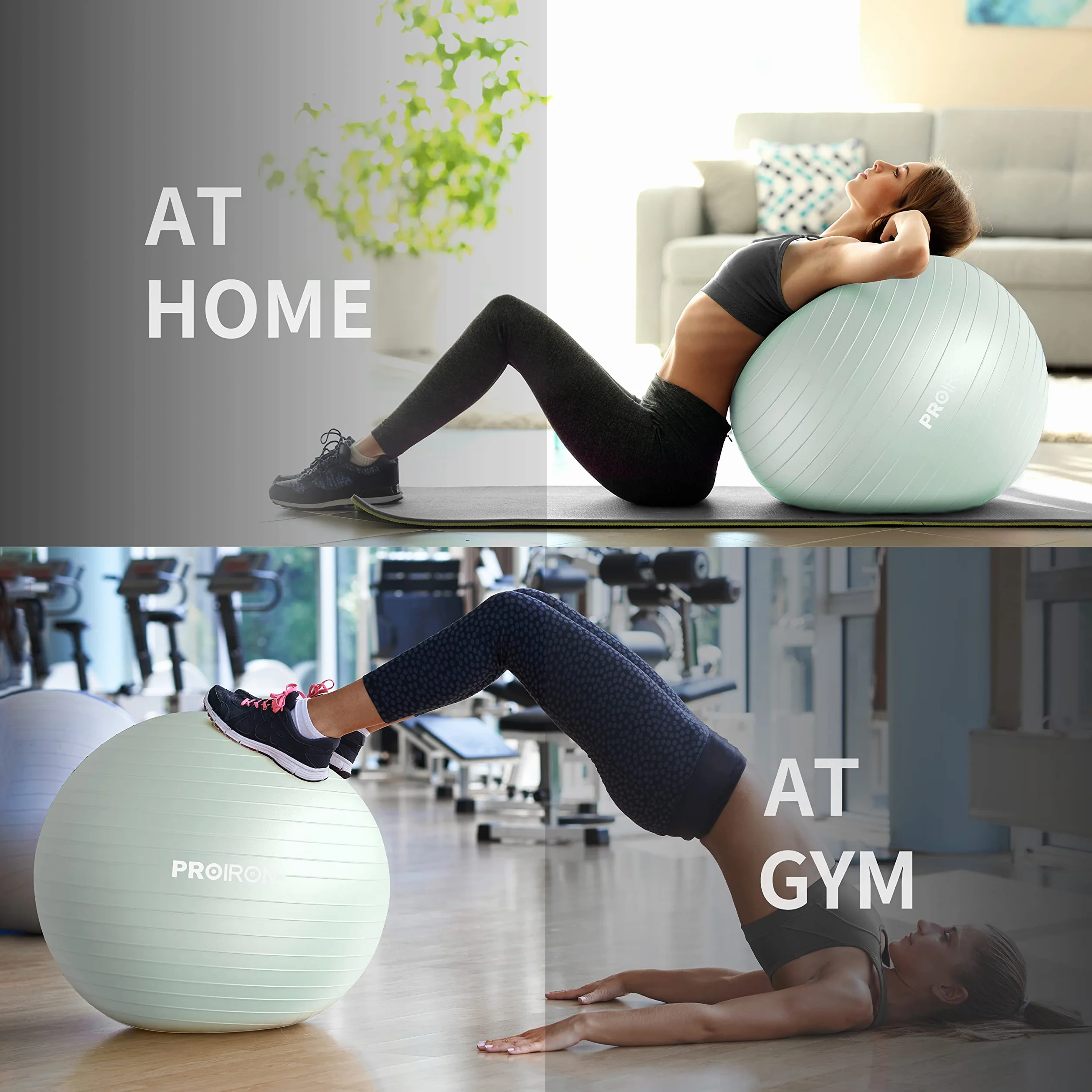 PROIRON Ballon de Fitness Swiss Ball 55CM 65CM 75CM Anti-éclatement Anti-dérapant avec Pompe
