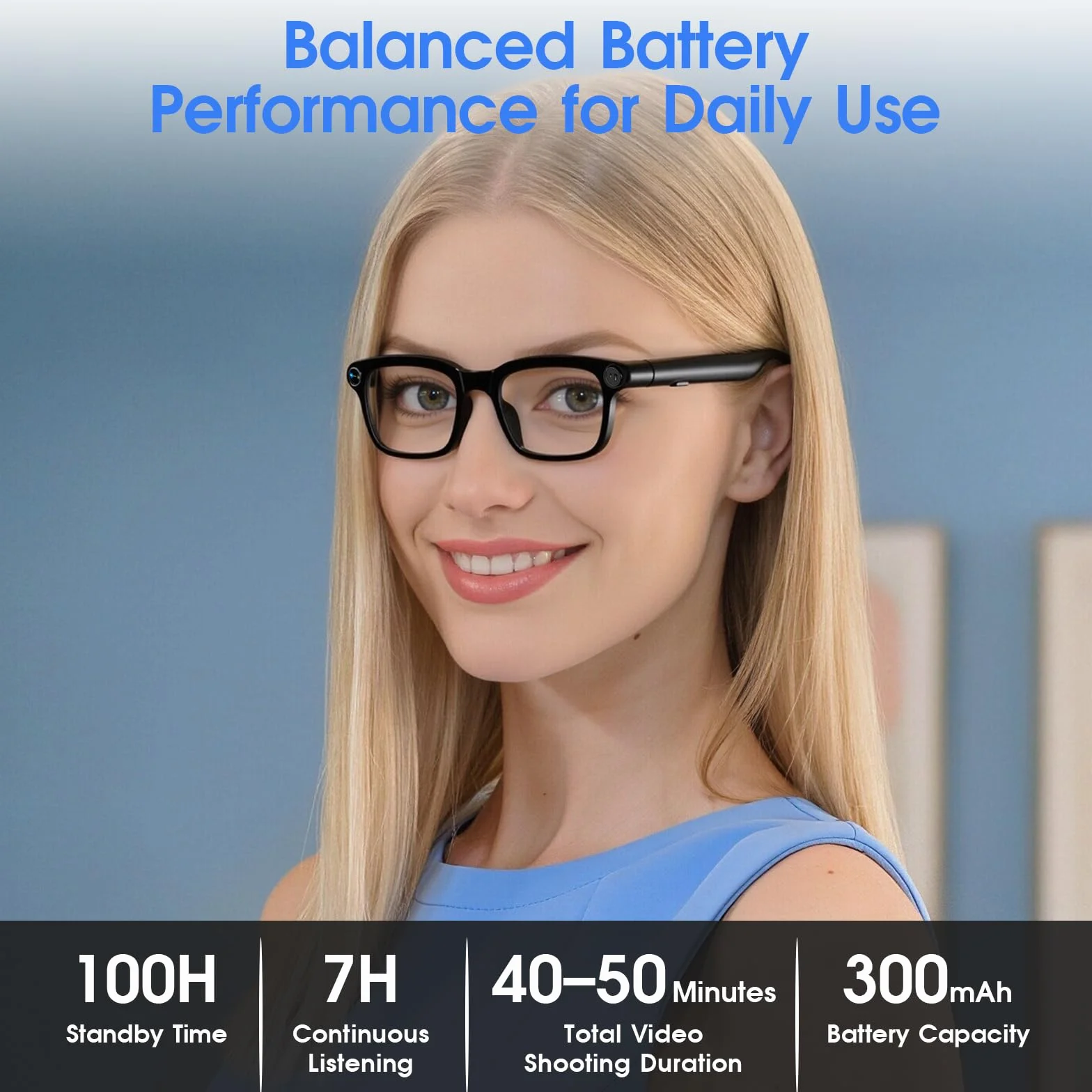 GenXenon Lunettes Caméra, Caméra 8 MP für Enregistrement Vidéo, Foto und Reconnaissance d’Objets IA, Batterie 300 mAh, Lunettes Connectées pour Voyages, Vlog et Outdoor Aventure（Trois lentilles）