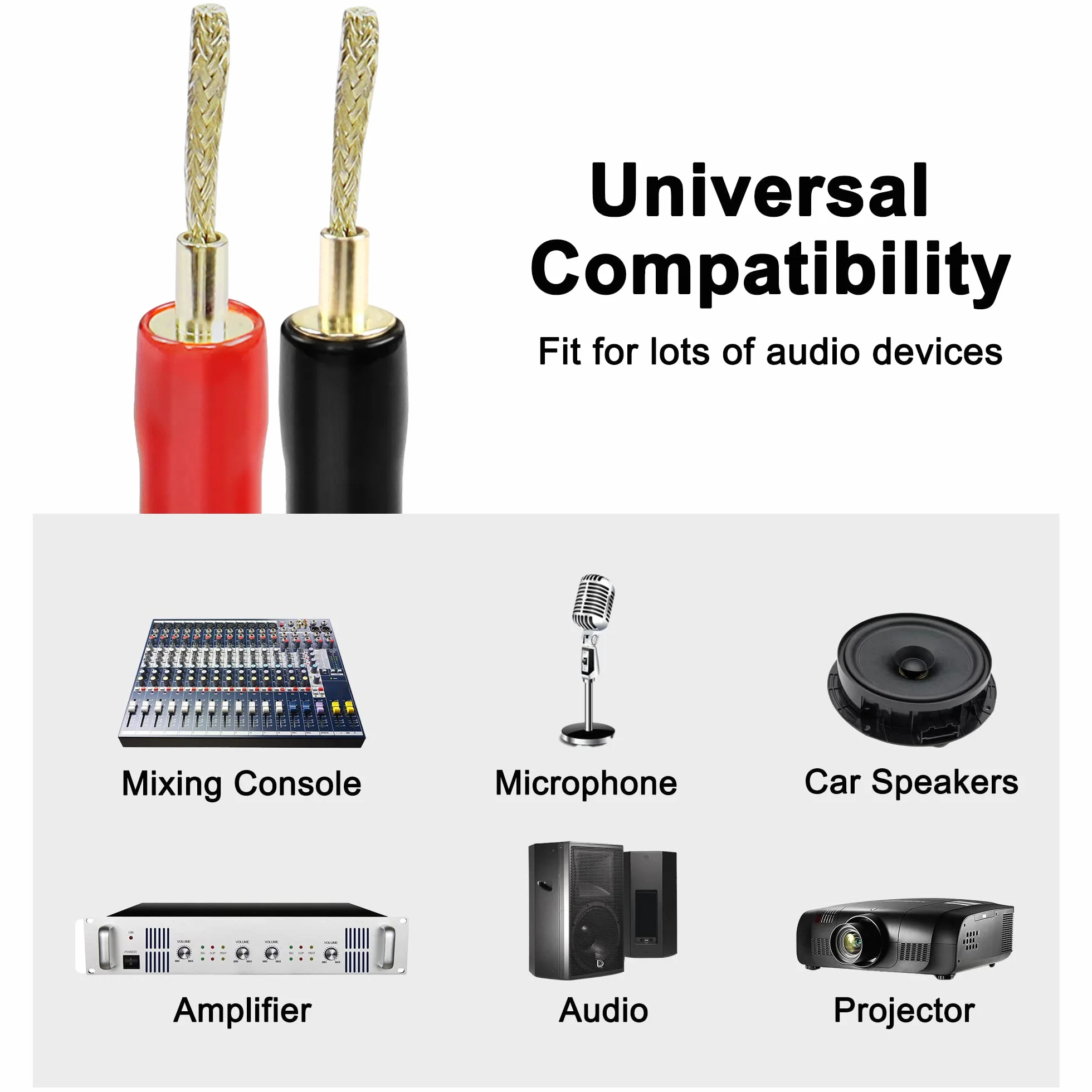 MEIRIYFA flexible pin Banana plug Connector, tressé 2mm Banana plug plug plug pin plaqué or amplificateur audio Haut - parleur fil système audio (4 PCS)