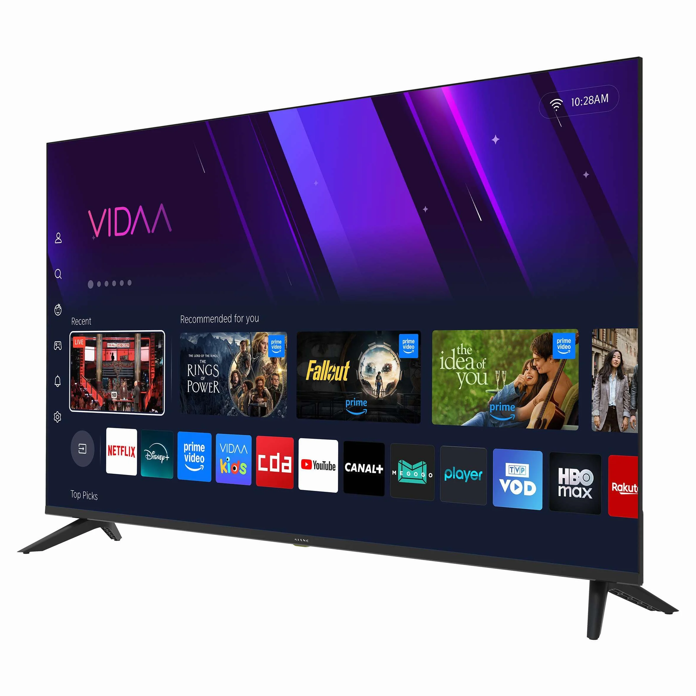 KIANO Elegance 50” Smart TV 4K UHD – VIDAA OS, D-LED, HDR, Dolby Digital Plus, Wi-FI, HDMI/USB, Triple Tuner DVB-T2/S2/C, PVR USB, Design sans Bordures
