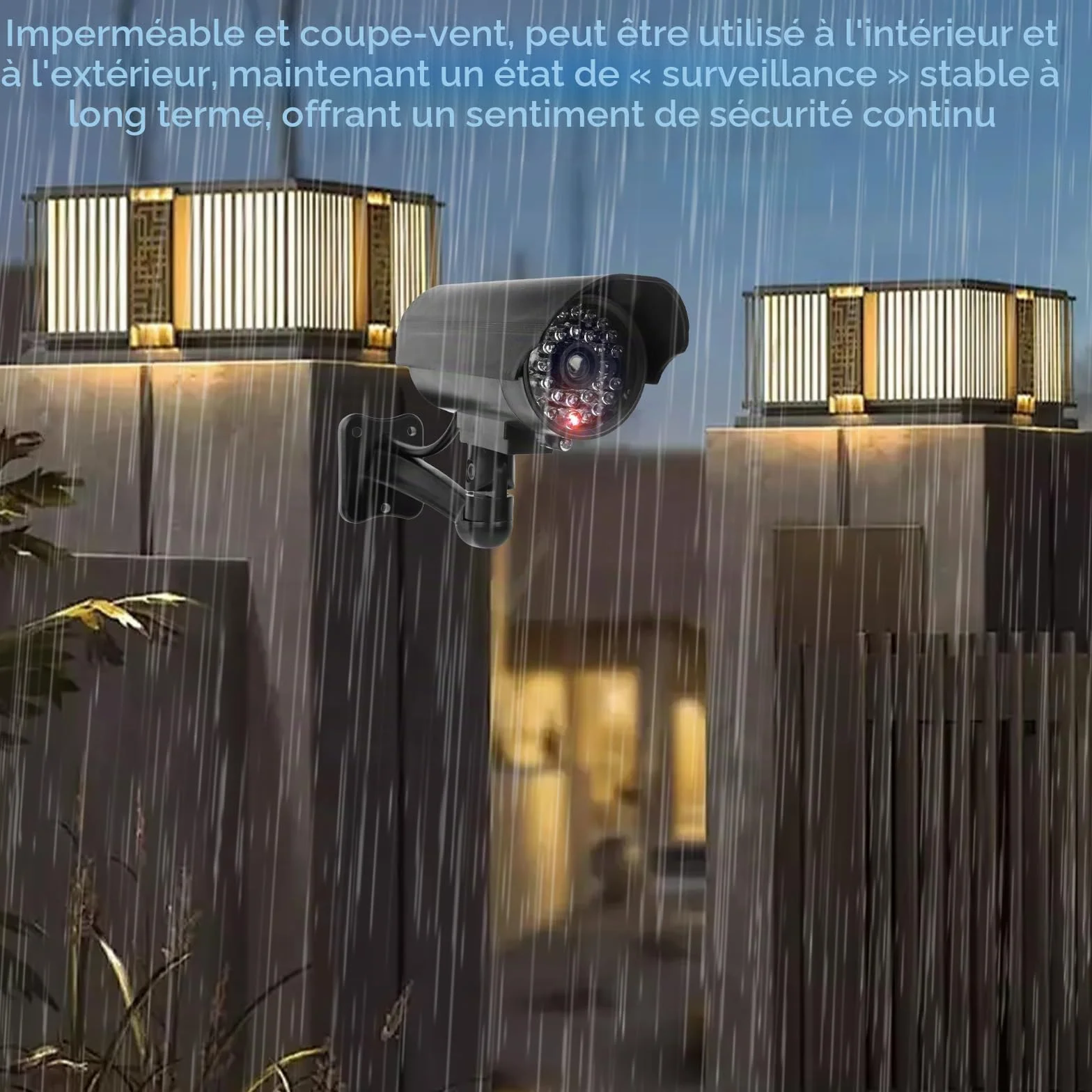 Sporgo Caméra Factice 3 Pièces: Caméra de Surveillance Factice Extérieure avec Lumière LED Rouge Clignotante, Caméra de Surveillance Factice Fausse Caméra de Sécurité pour Intérieur et Extérieur (Noir