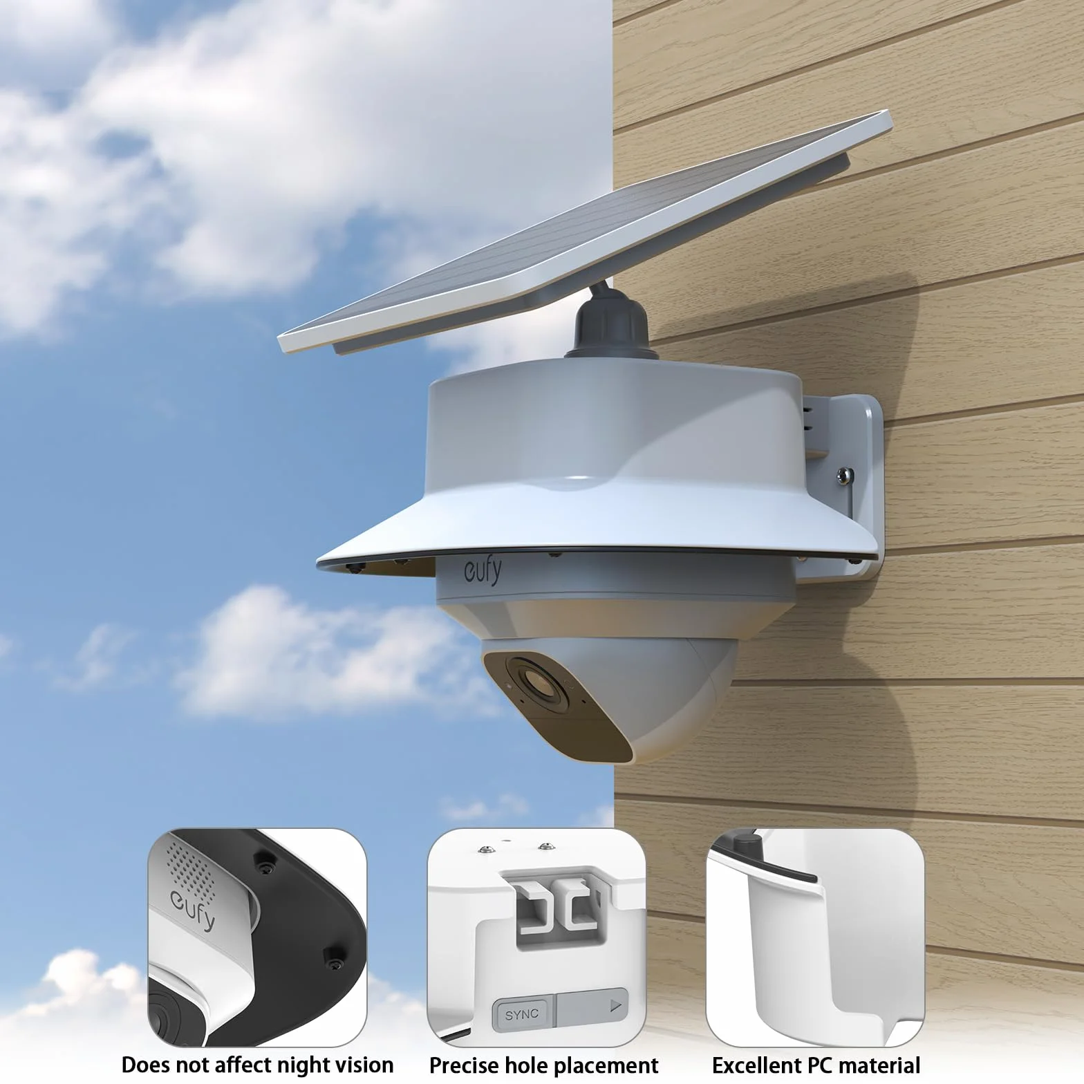 HOLACA Sun Rain Shade Couvercle de caméra compatible avec eufy Security SoloCam E30/E42 et eufy Security 4G LTE Cam S330