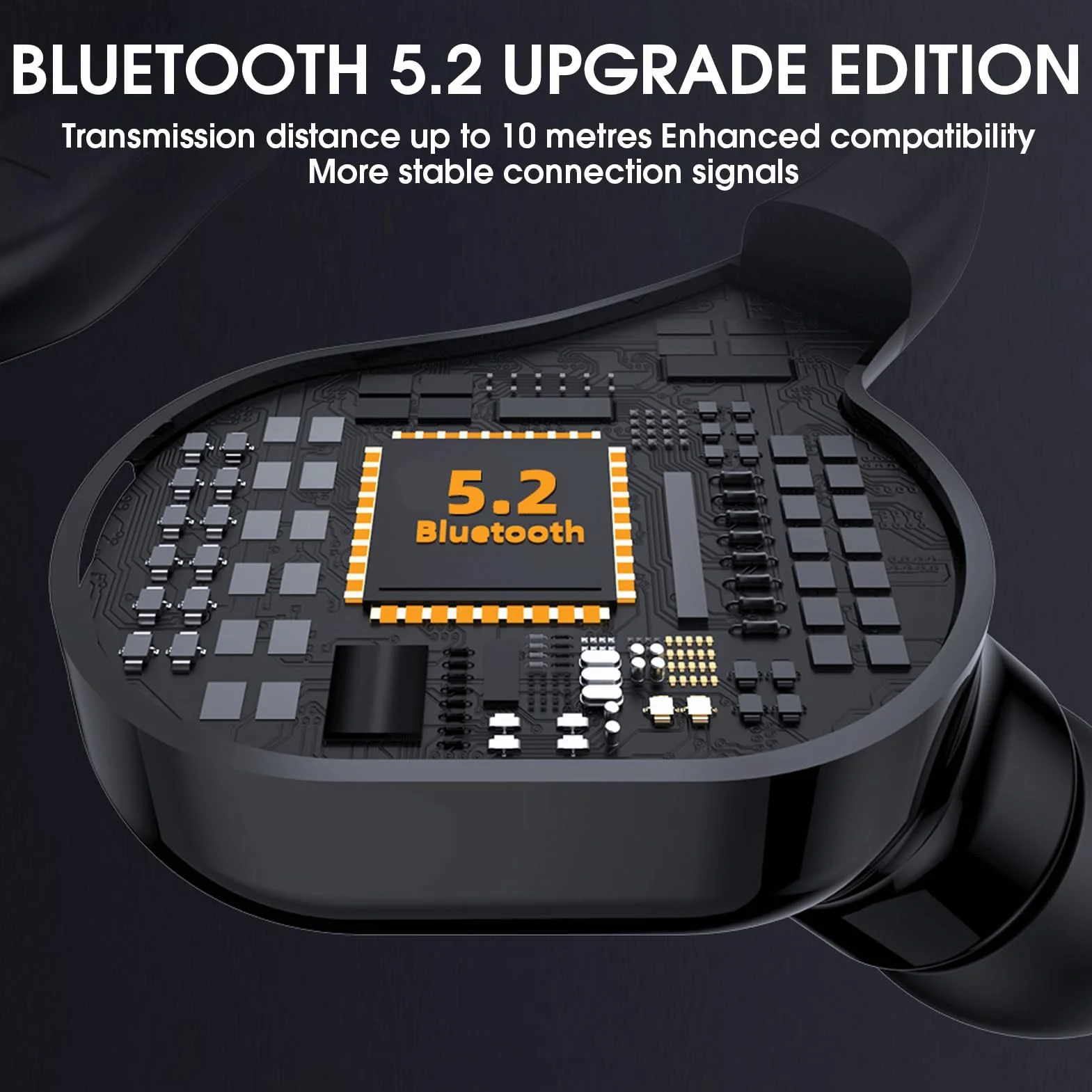 Oreillette Bluetooth Sans Fil V5.2 Avec Micro Intégré, Écouteurs Sans Fil, Tour D'oreille 360°, 20h De Lecture, Tour D’Oreille Réduction De Bruit Écouteur Mono Pour Iphone, Android, Pc, Sport, Travail