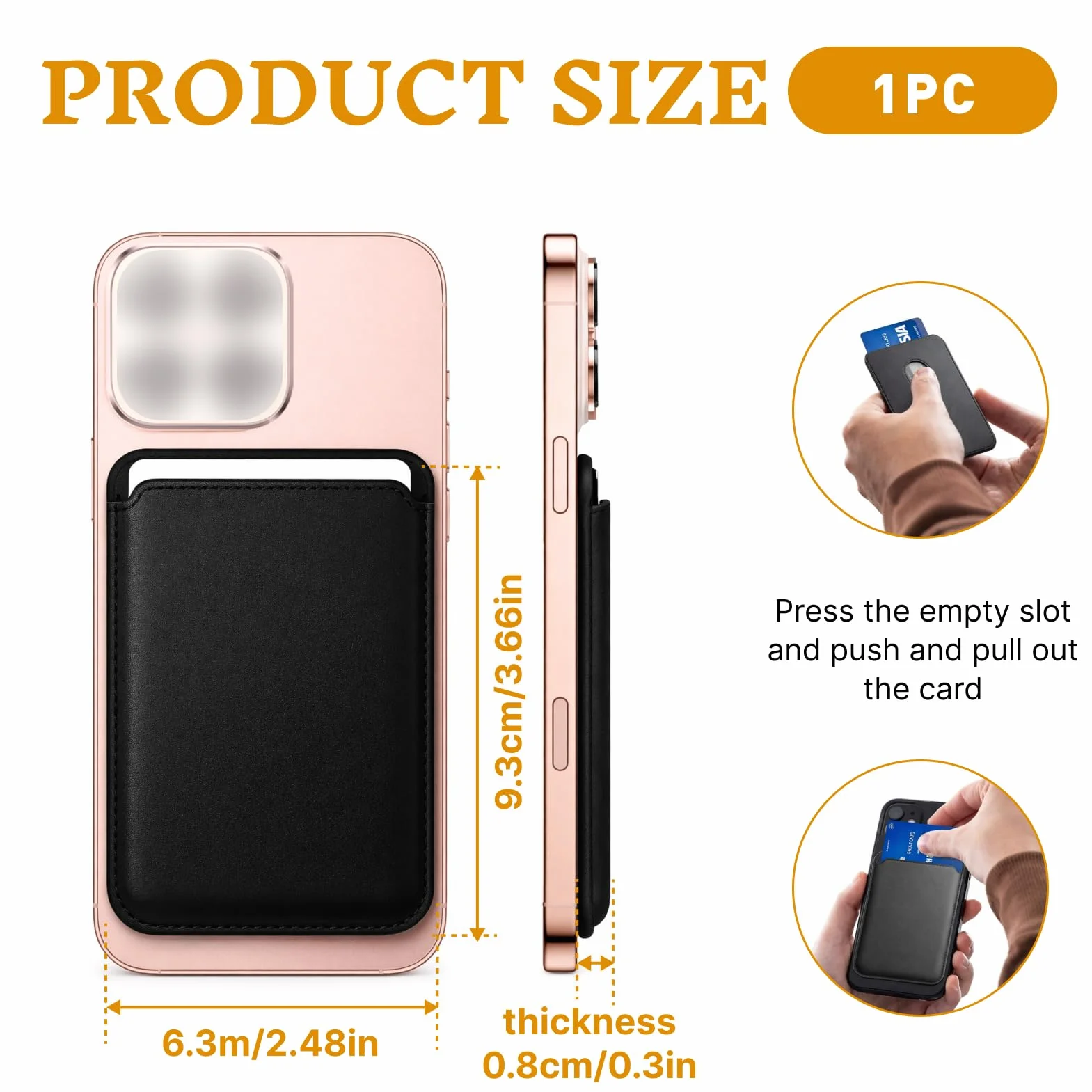 Porte Carte Magnétique Aimants Puissants Compatible iPhone 17/17e/Air/16/15/14/13/12 pour 2-3 Cartes