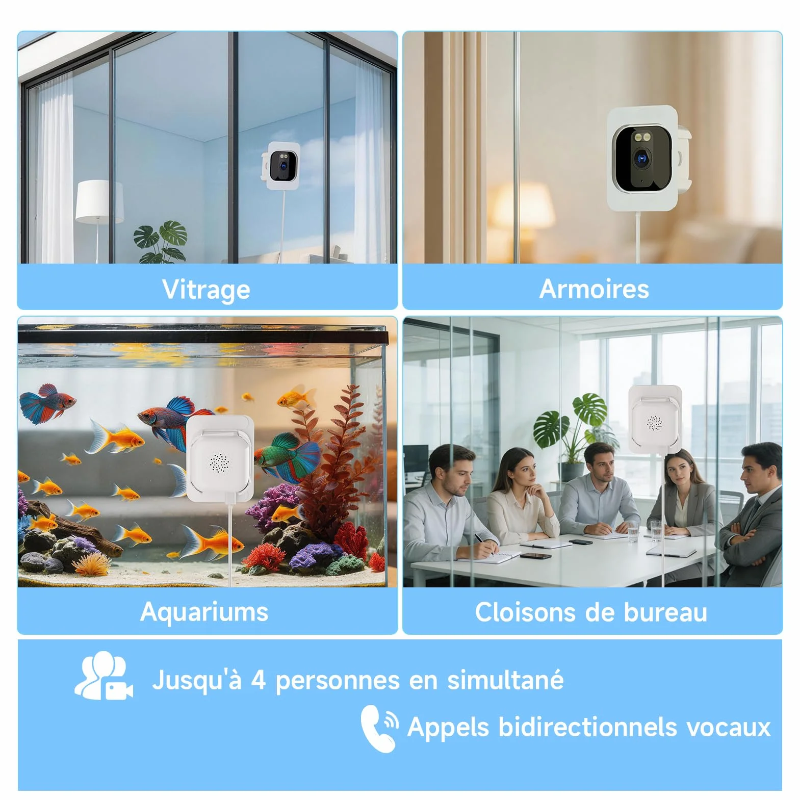 fanxiang Caméra de Surveillance Intérieure 3MP 2K HD pour Fenêtre | WiFi & Bluetooth, Caméra Connectée avec Vision Nocturne Couleur, Enregistrement 24/7, Détection de Mouvement, Audio