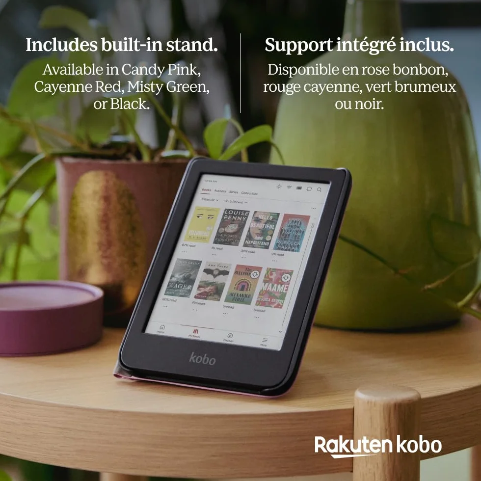 Étui SleepCover pour Kobo Clara Colour/BW 6" | Housse Noir avec Veille/Réveil | Support 2 Positions | Cuir Végan | Compatible Kobo Clara Colour et Clara BW