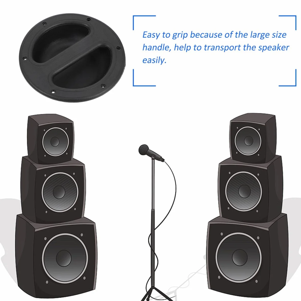 8 pièces Poignée Encastrée pour Enceinte Abs Noir Poignée Robuste pour Haut-parleurs et Caissons de Basse Design Simple et Résistant pour Transport Sécurisé
