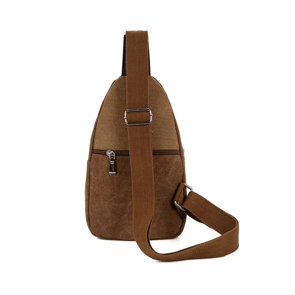Sac de Poitrine Homme Femme Grande Capacité Toile Multi-Poches Randonnée Cyclisme Voyage Sport