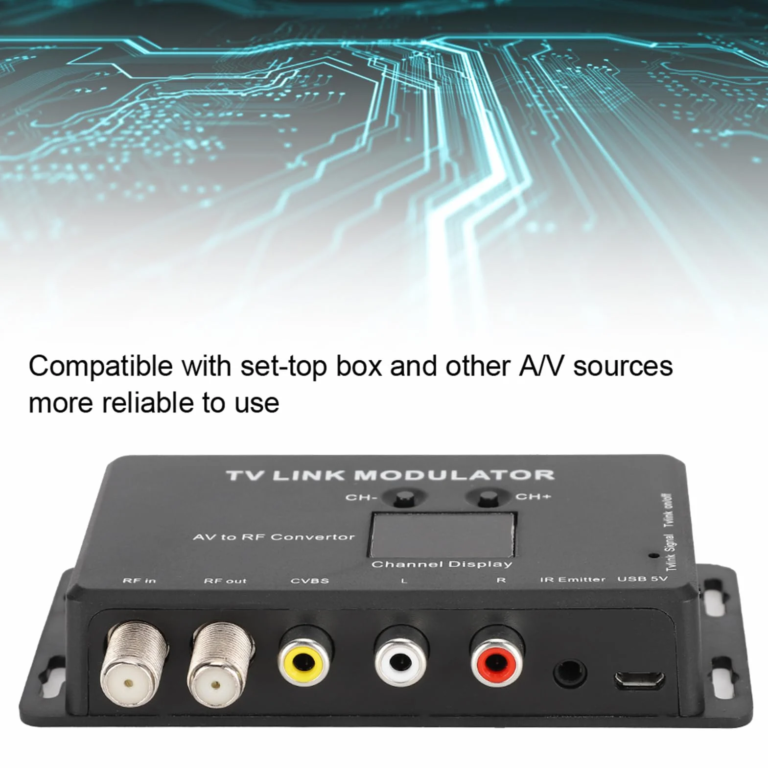 Modulateur IR TM70 Convertisseur AV vers RF Adaptateur UHF avec Affichage de Canal