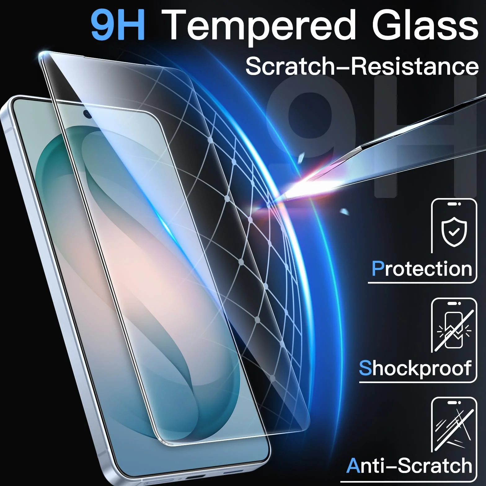 JETech Protection D'écran pour Samsung Galaxy S26, Film en Verre Trempé 9H avec Outil d'Installation Facile, Compatible Empreinte Digitale ID, HD Transparent, Lot de 3