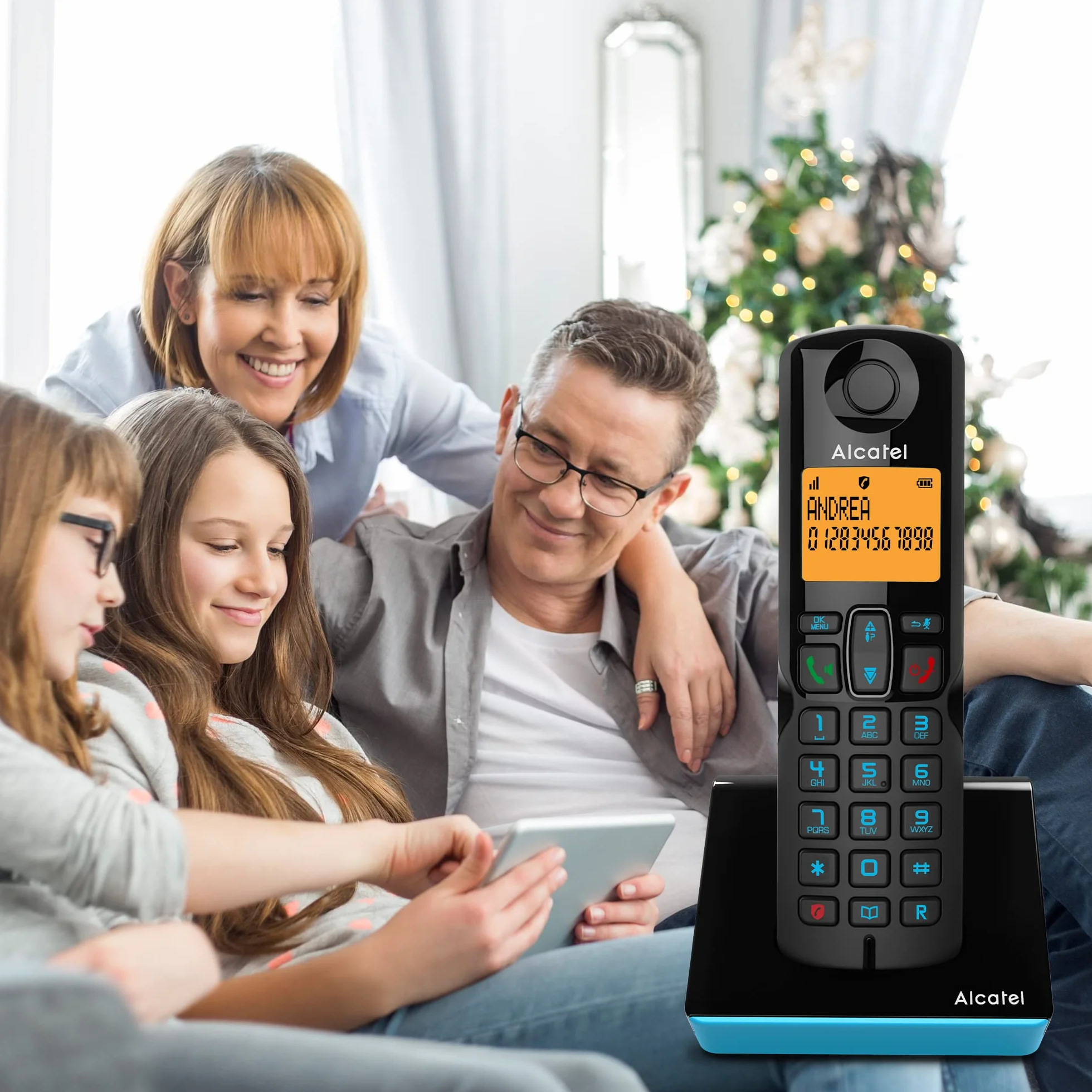 Alcatel S280 duo bleu, Telephone sans fil duo, mains libres, Repertoire 50 noms et numeros fonction blocage des appels indésirables,