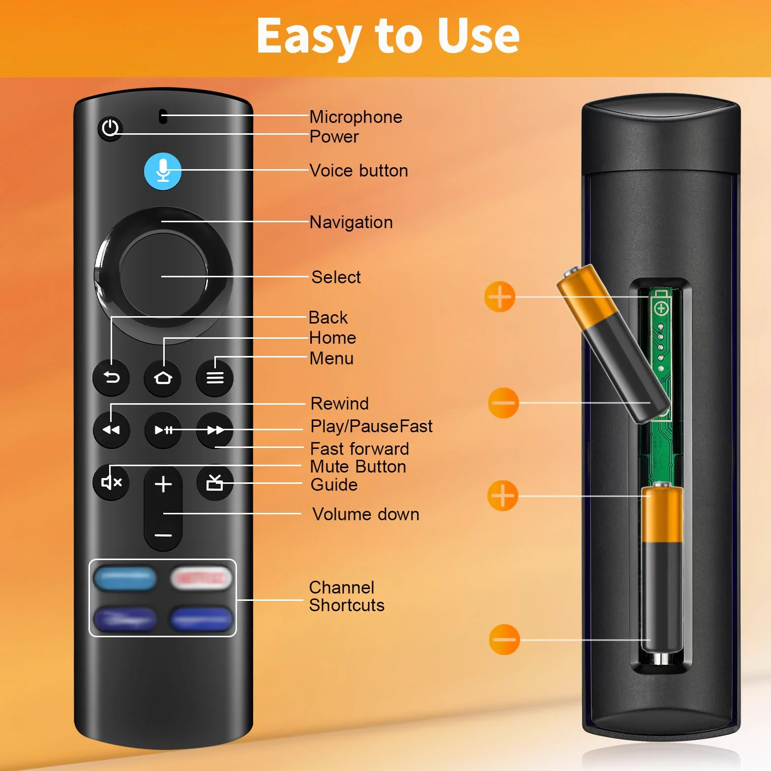 Télécommande vocale 3e génération Compatible AMZ FI-Re Sti-CK 2 Gen 3 Gen 4K 4K Max HD Lite Cube 2nd 3rd Gen avec Quatre Touches de Raccourci Fonction vocale