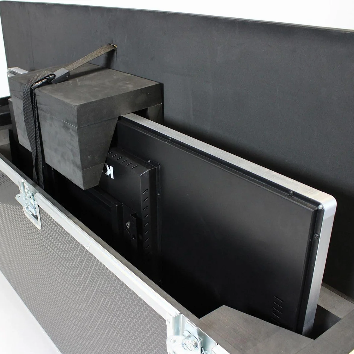 KIMEX Flight Case pour deux écrans TV 65"-75" sur roulettes