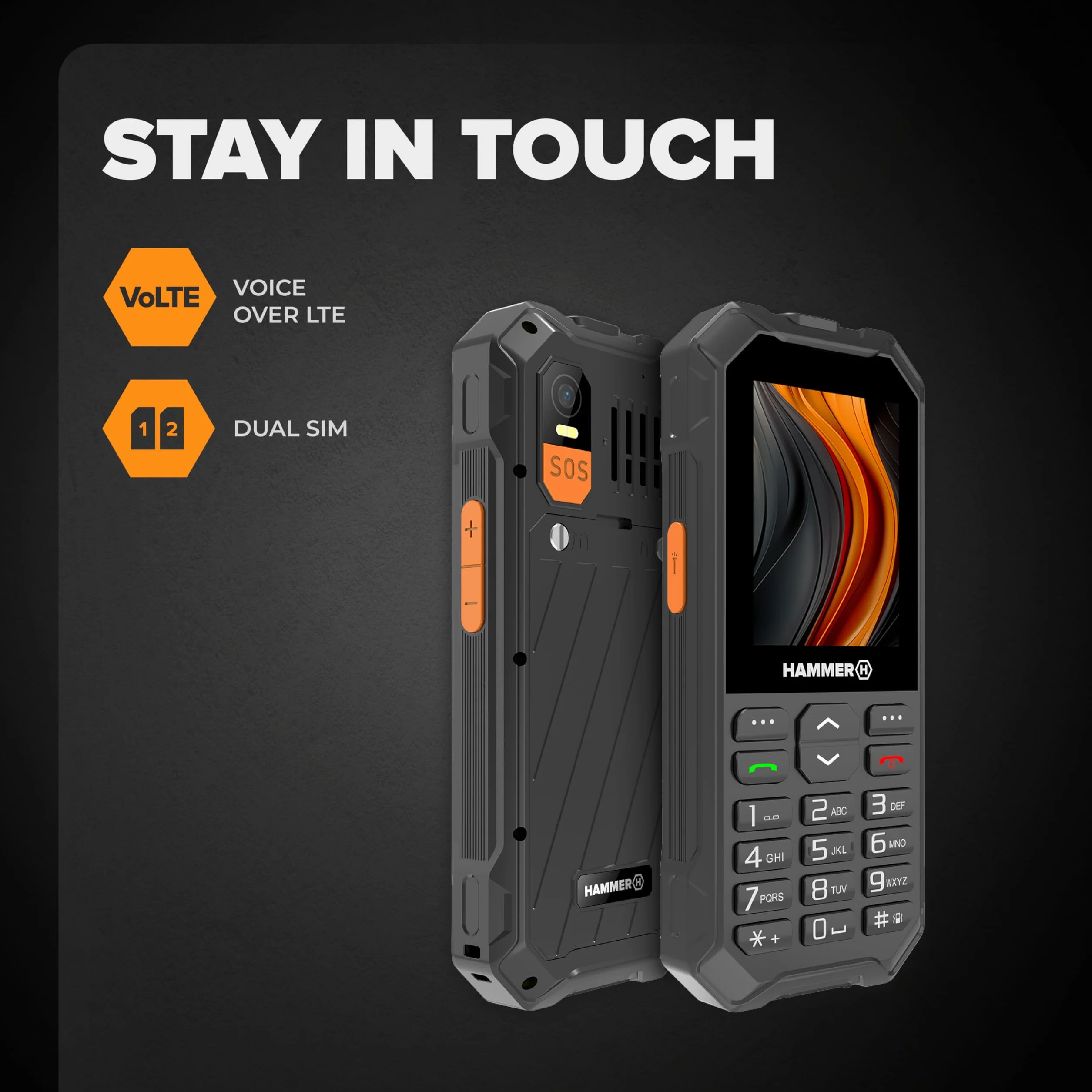 Hammer 6 LTE Téléphone à touches IP68 2500mAh 2,4 pouces