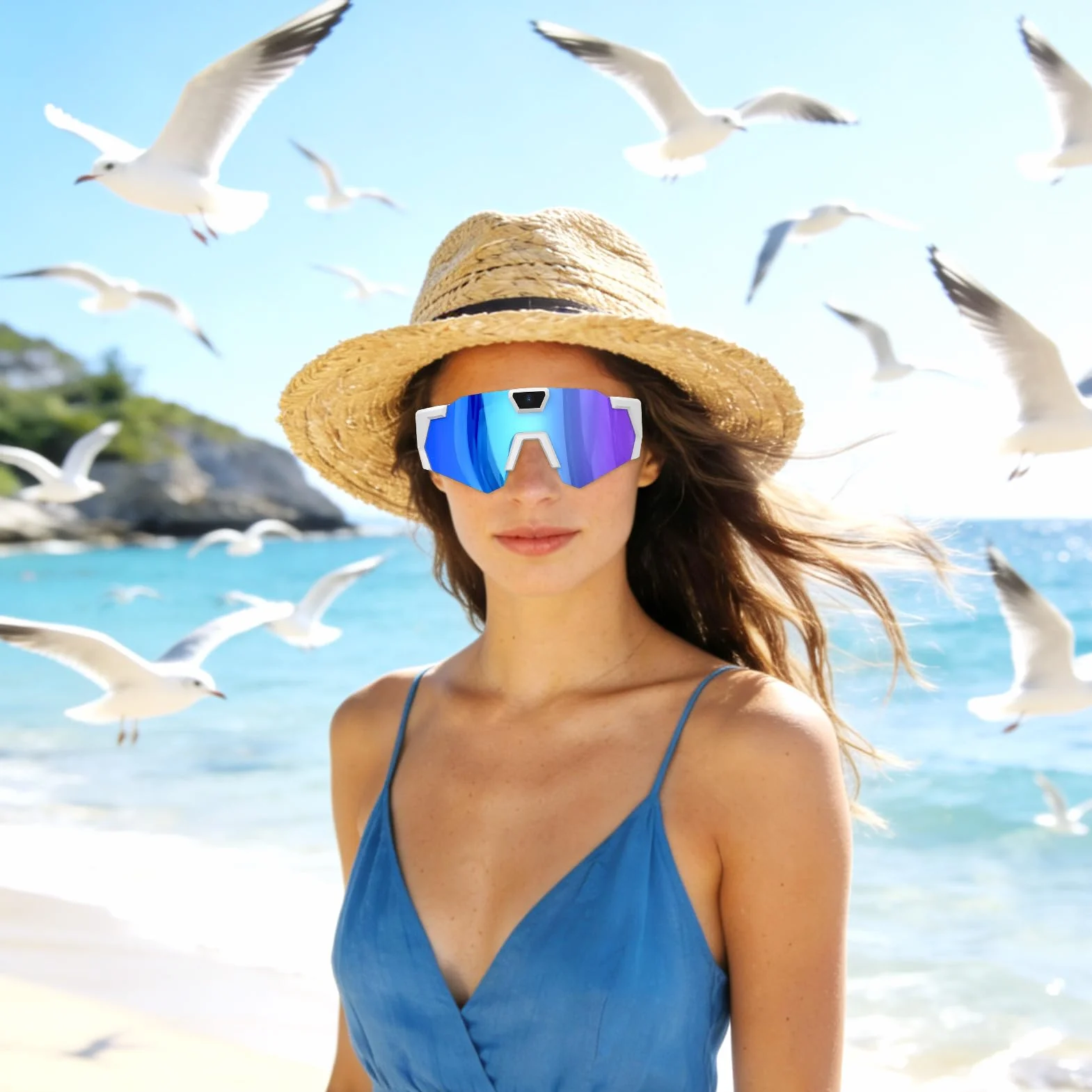 Lunettes avec Caméra 4K | Lunettes De Sport HD-POV avec Caméra Intégrée | Lunettess de Soleil Vidéo avec Caméras, Audio Et Vidéo, pour Le Cyclisme, Course À Pied, Ski Et Les Vlogueurs