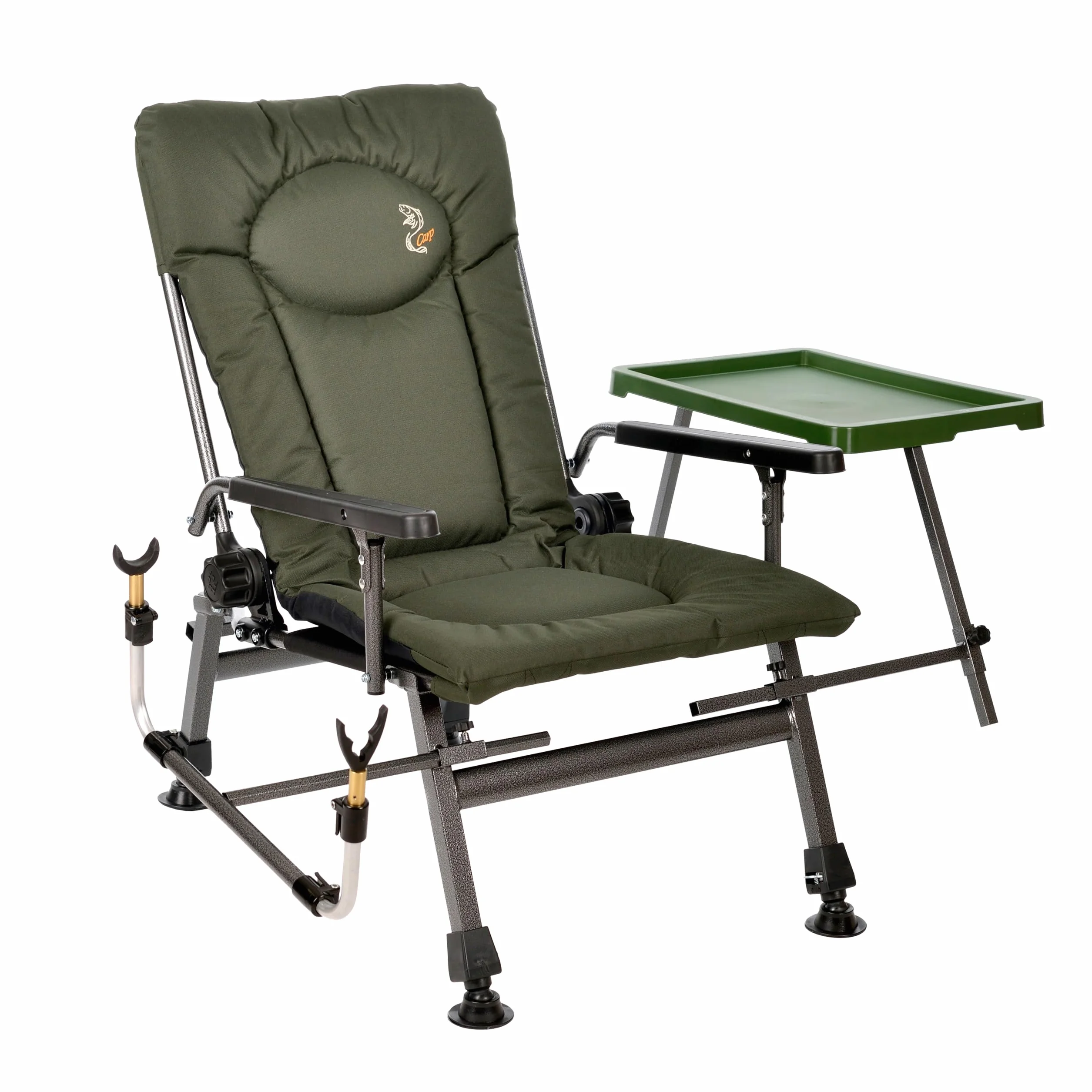 Chaise de pêche Deluxe Carp F5R ST/P avec support canne et hauteur supplémentaire
