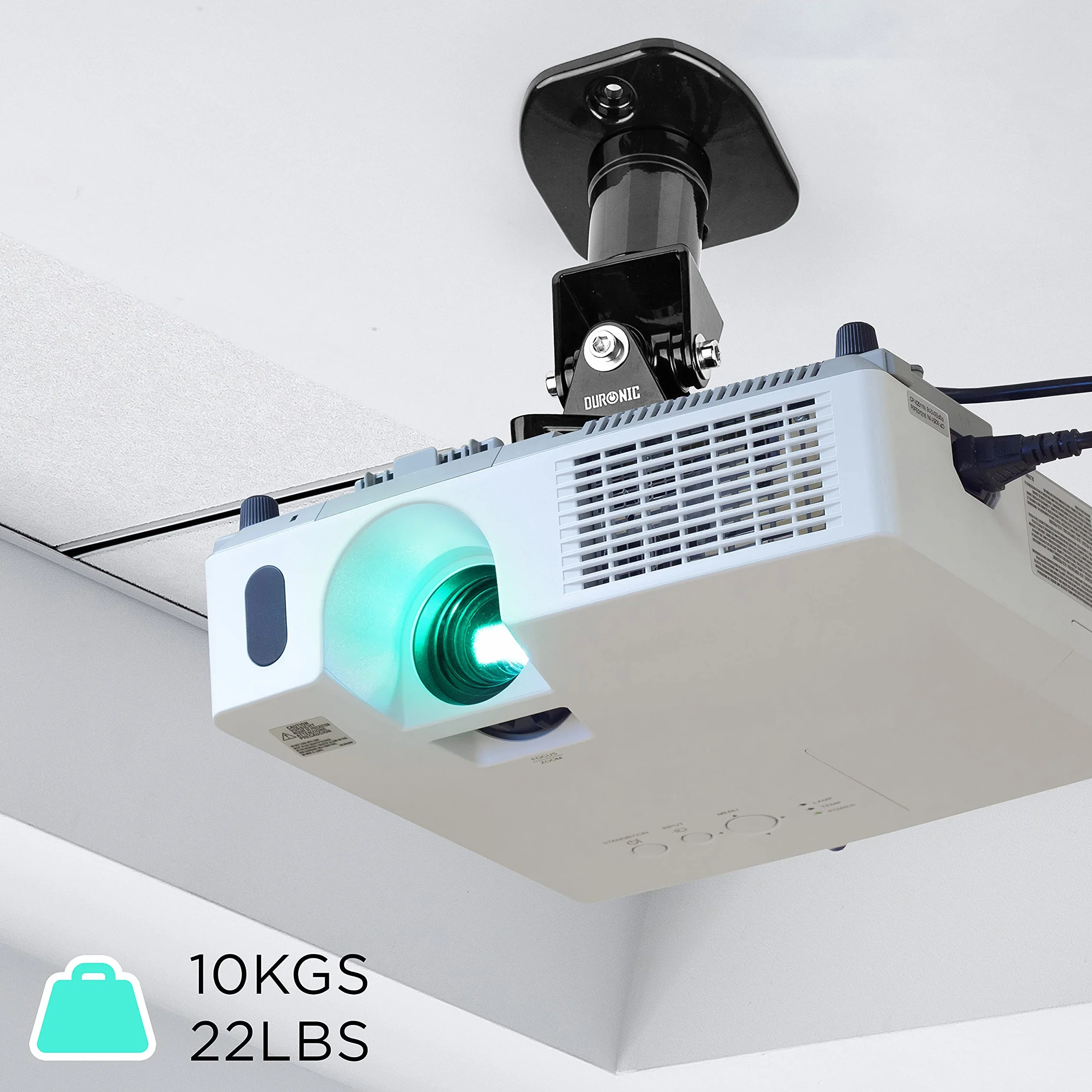 Duronic PB01XB Support Vidéoprojecteur Plafond Rotatif 360° Inclinable 180° Pivotant 180° 10 kg