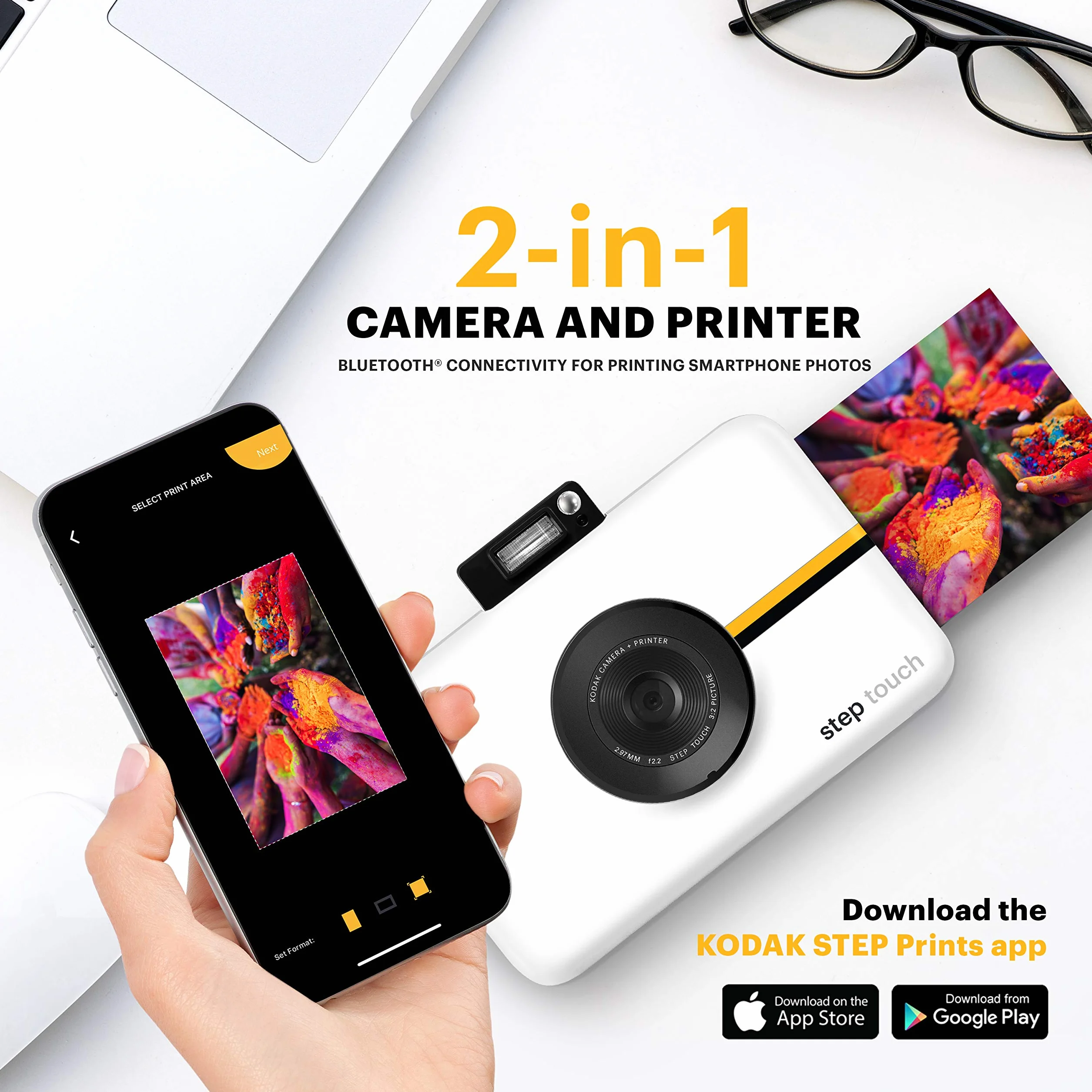 Kodak Step Touch Appareil Photo instantané avec écran Tactile LCD de 3,5 Pouces (Blanc) Kit de Voyage