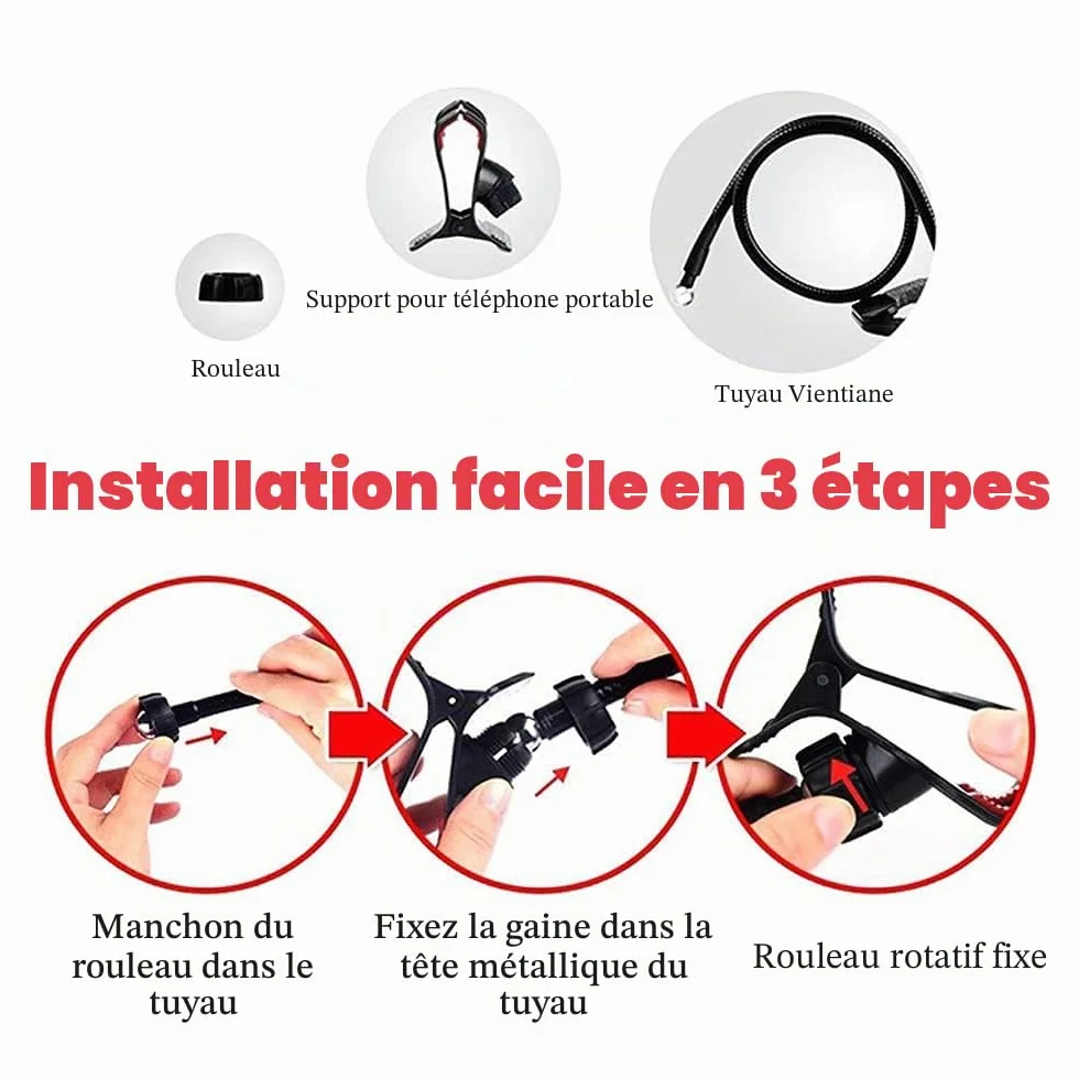 Support Col de Cygne Téléphone, Portable Support Universel Support de Téléphone Pliable Rotation 360° Réglable Stand Smartphone avec Clip,Utilisé dans Les Chambres, Bureaux, Voitures (Noir)