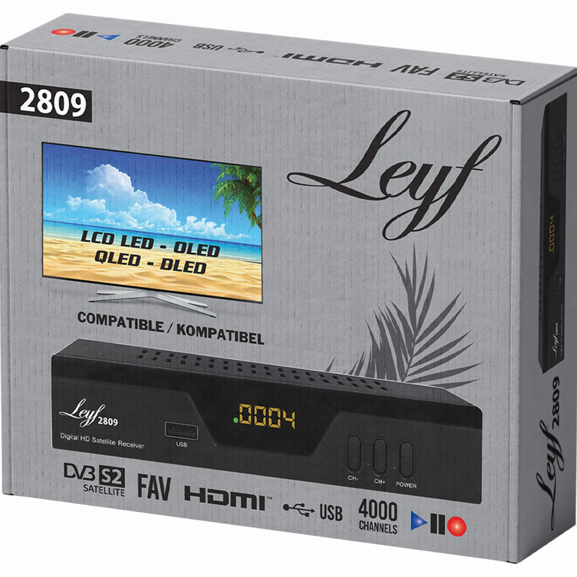 Leyf 2809 Récepteur Satellite numérique HDTV DVB-S/S2 HDMI Full HD 1080p