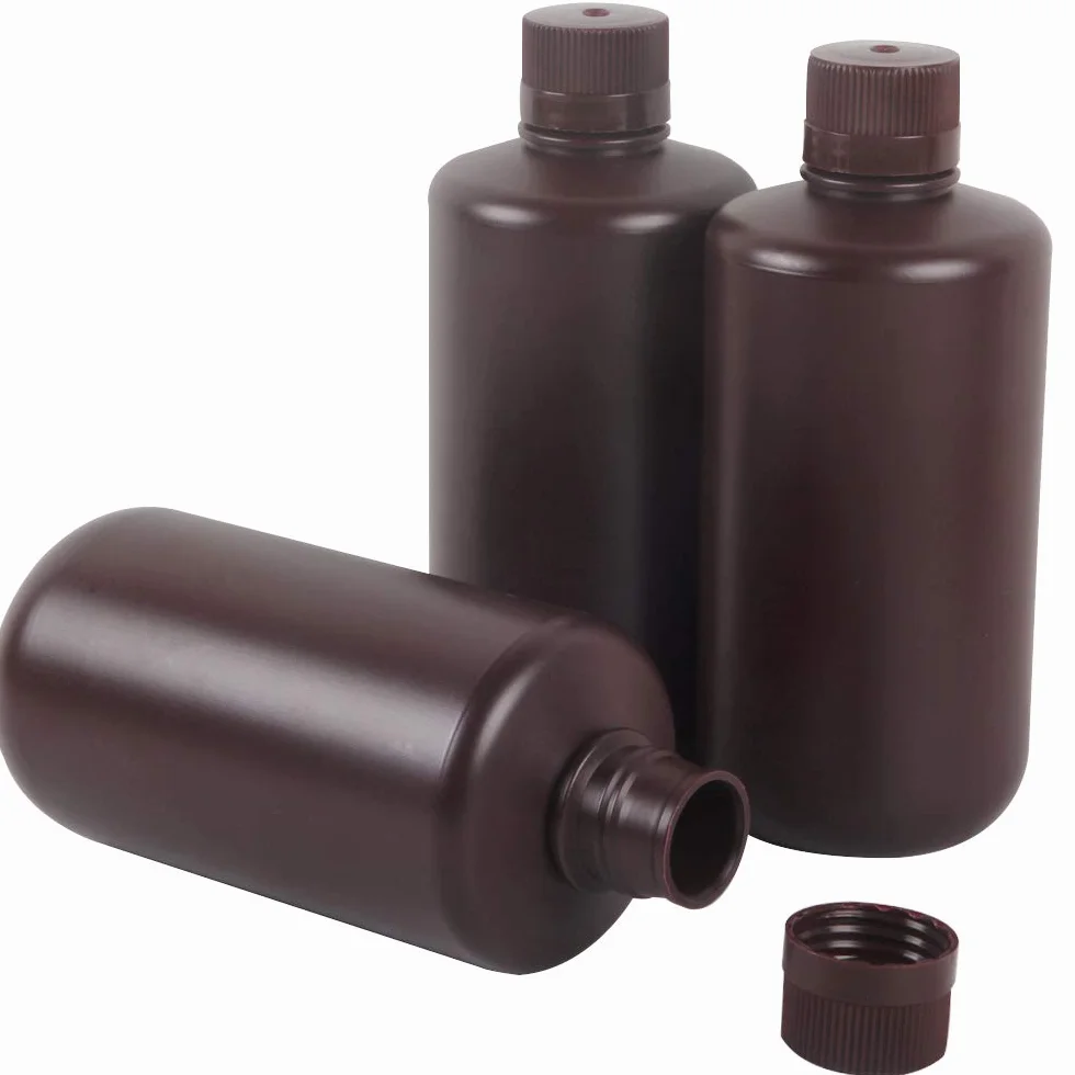 3 pièces 1L/1000 ml/35.2 oz processeur de Chambre Noire Chimique Liquide développeur Bouteilles de Stockage en Plastique pour 135 120 Film Photo négatif (3X 1L Brown Bottle)