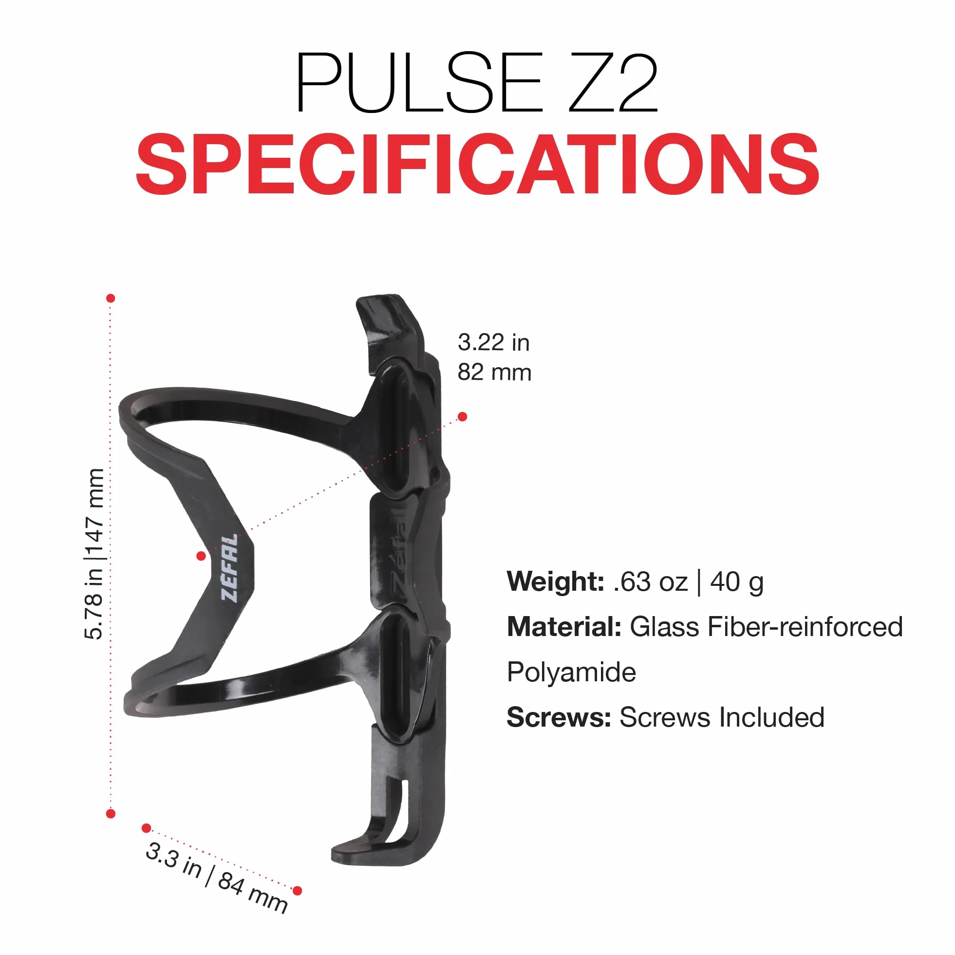 ZEFAL Pulse Z2 Porte Bidon Vélo Léger, Noir, Taille Unique