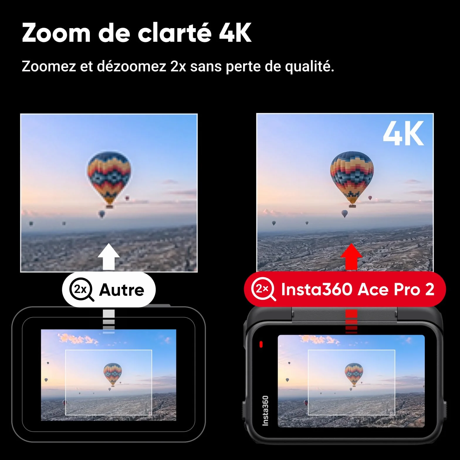 Insta360 Ace Pro 2 Pack Double Batterie Caméra d'action 8K Objectif Leica capteur 1/1,3" HDR 4K écran Rabattable Audio Pro étanche