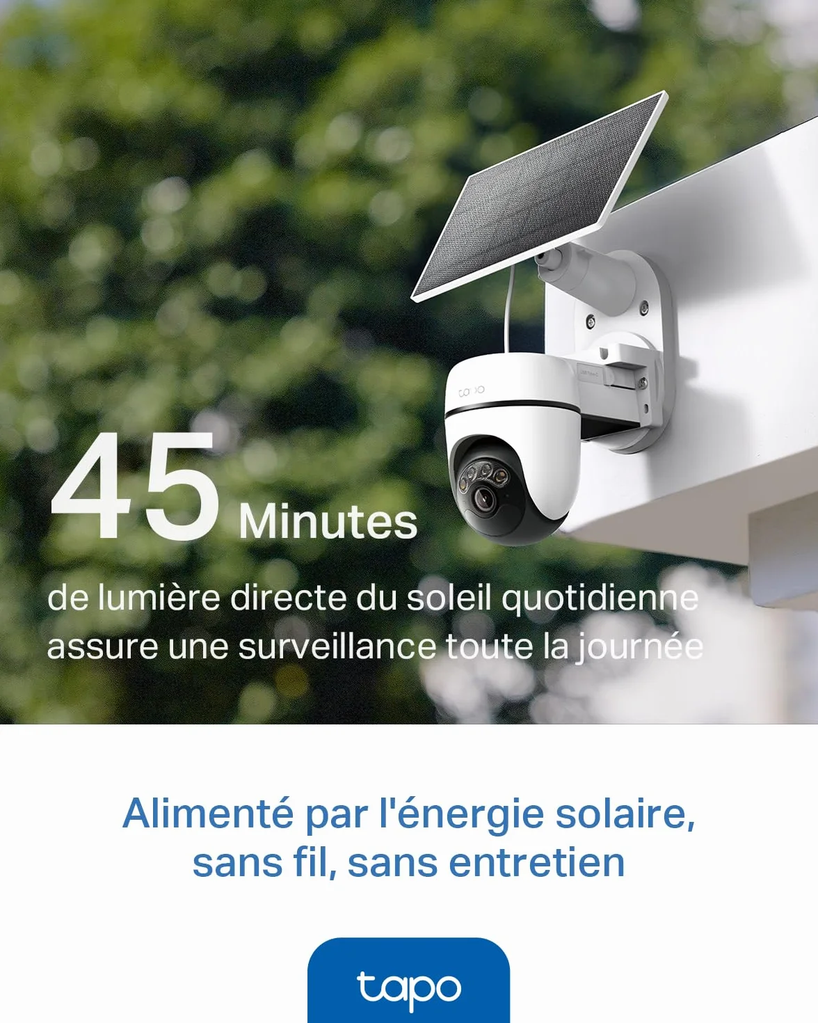 Tapo C610 Kit 2K 3MP Caméra WiFi Extérieur sans Fil Panneau Solaire 360° PTZ Surveillance Batterie 6700mAh Détection Humaine Vision Nocturne Couleurs Suivi AI IP65