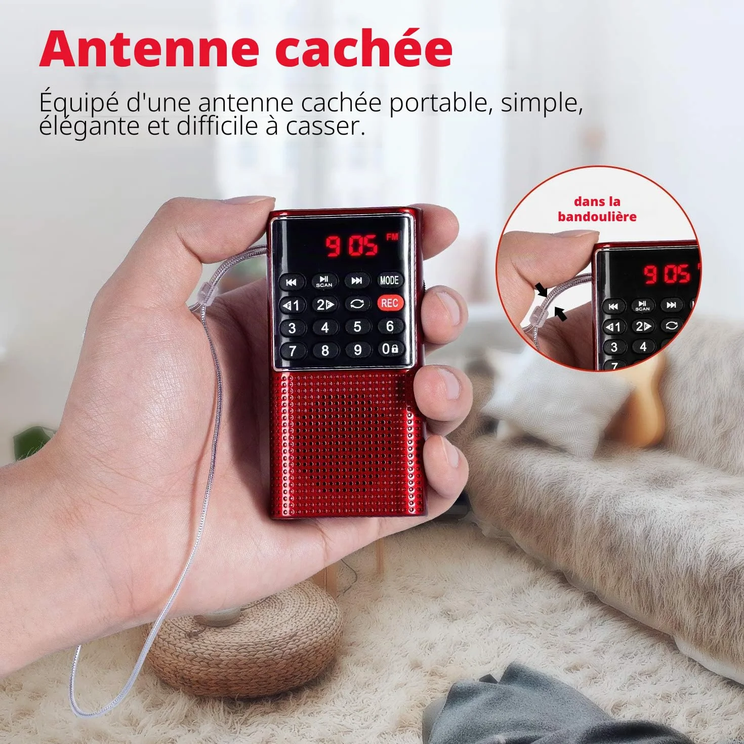 PRUNUS J-328 Radio Portable Rechargeable FM MP3 TF AUX USB-C Rose
