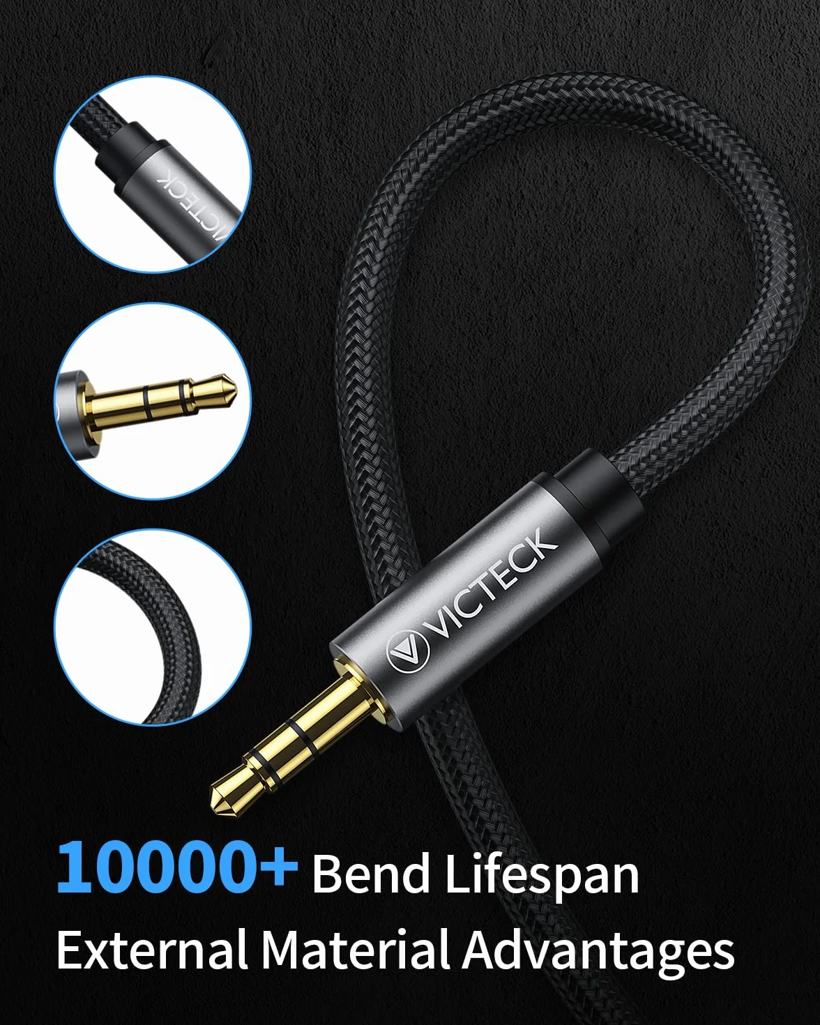 Rallonge Jack Audio 5M, Nylon Tressé Jack Stéréo Câble 3.5mm Mâle vers Femelle d'extension câble pour Casque iPhone Samsung Ecouteurs Haut-parleurs Tablettes PC Lecteurs MP3 et Plus