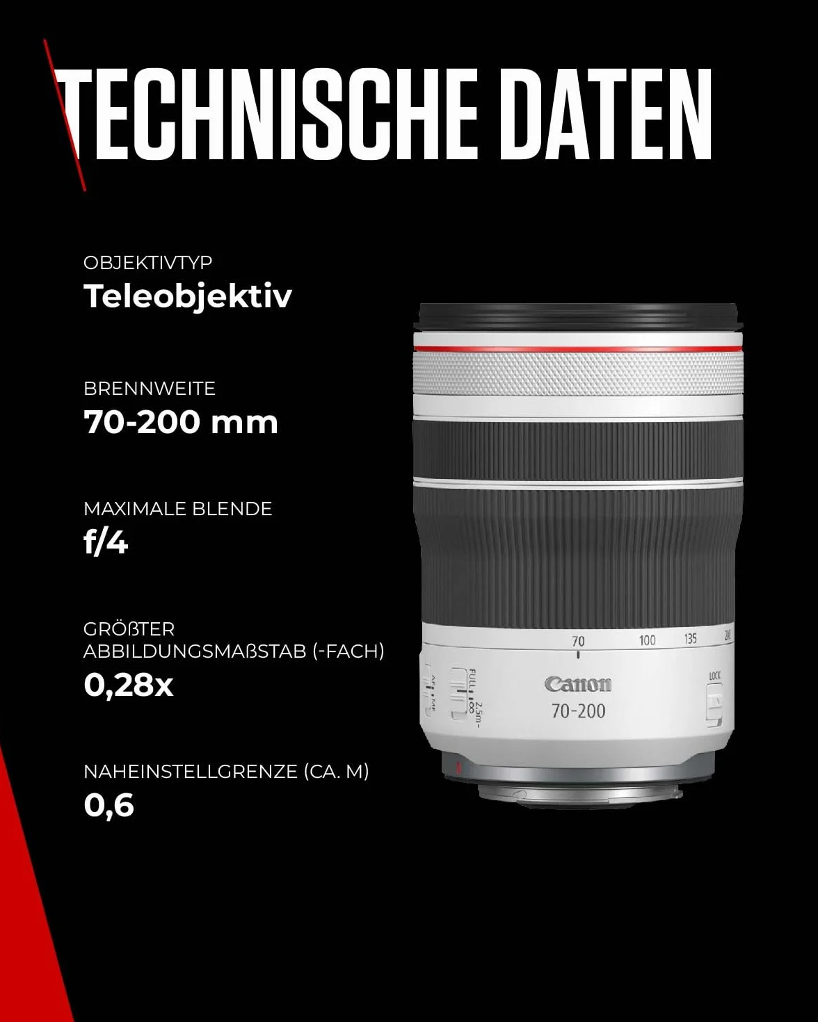 Canon RF 70-200 mm F4L IS USM téléobjectif zoom stabilisateur image optique 5 vitesses