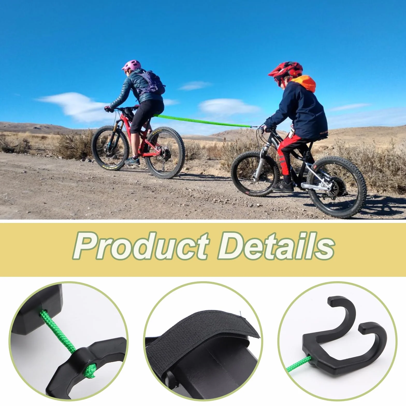 Barre Traction Velo Enfant, Système Remorquage Vélo Rétractable, Corde Traction Bicyclette