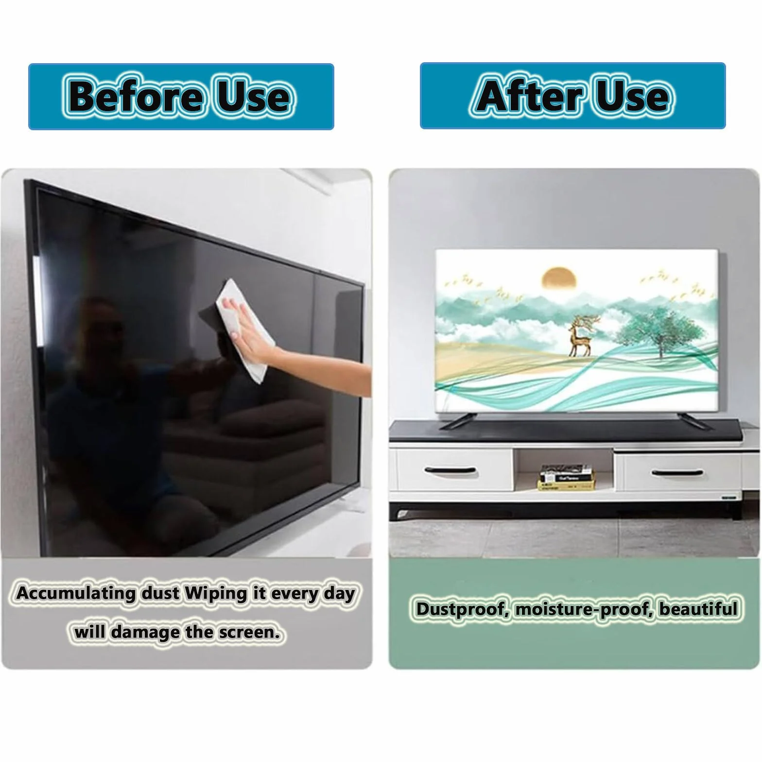 FANSU Housse de Télévision Anti-Poussière, Élastique Housse Écran TV Compatible avec 32 à 85" TV Protection d'Écran Télévision, Fleurs Rétro Couverture de PC Protection (Sakura,46-50 pouces)