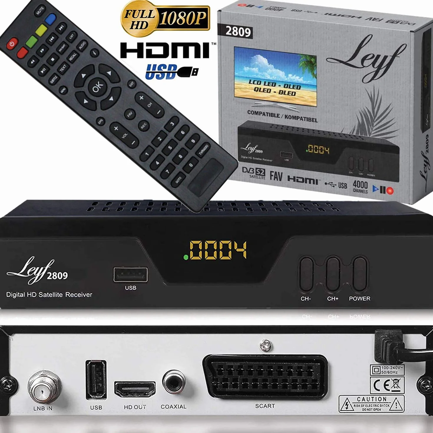 Leyf 2809 Récepteur Satellite numérique HDTV DVB-S/S2 HDMI Full HD 1080p