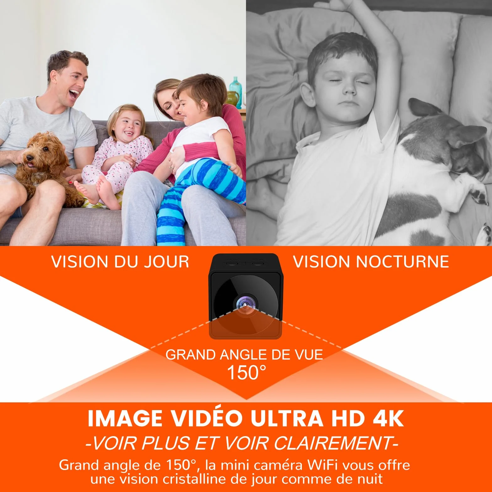Bextgoo Mini Camera sans Fil, Options Wi-FI ou sans Wi-FI, 4K Camera de Surveillance sans Internet avec avec Carte TF 32 Go, Vision Nocturne, Mini Camera pour Maison/Intérieur/Extérieur(Noir)