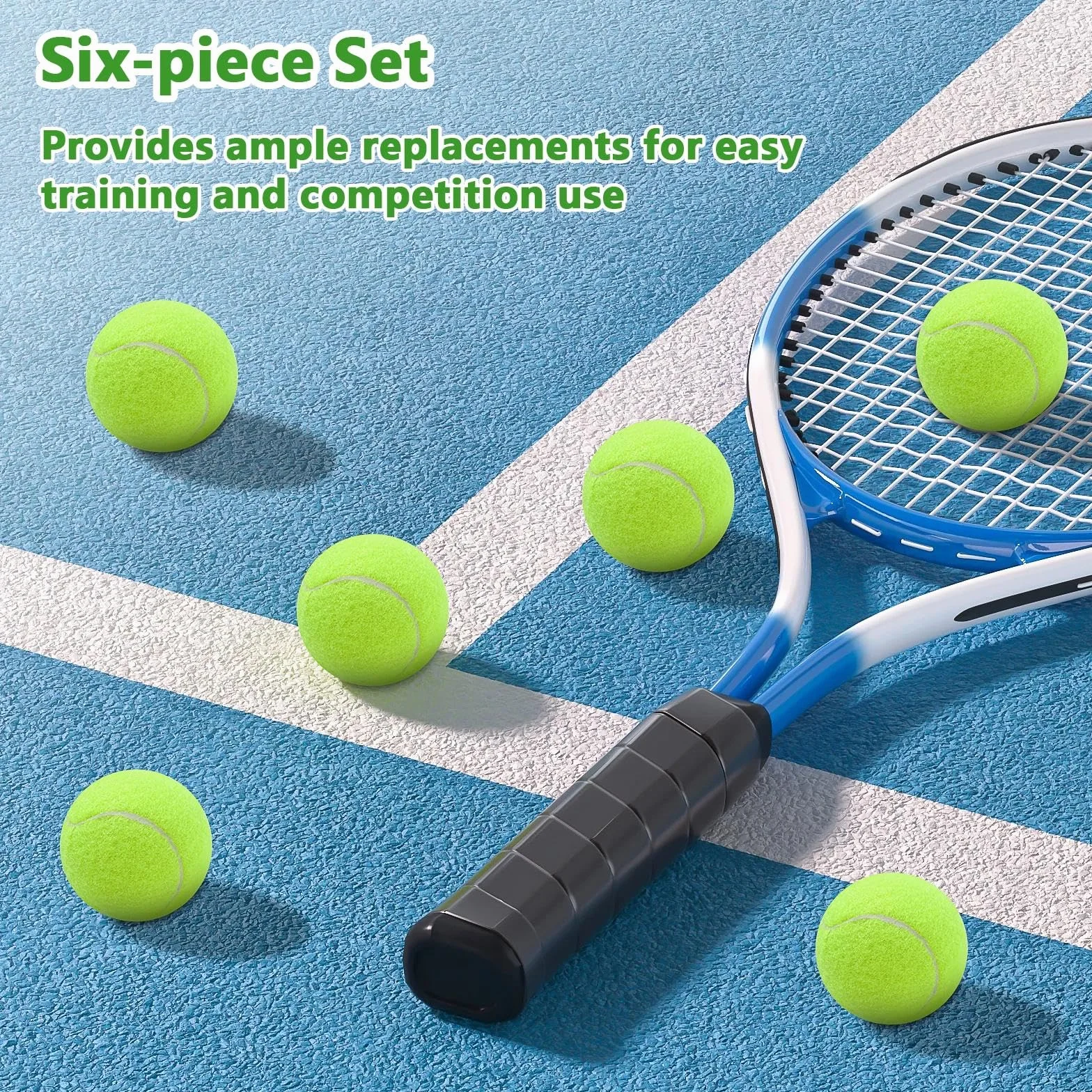 Balles de Tennis Loisirs Haute élasticité Feutre Haute Visibilité Pack de 6
