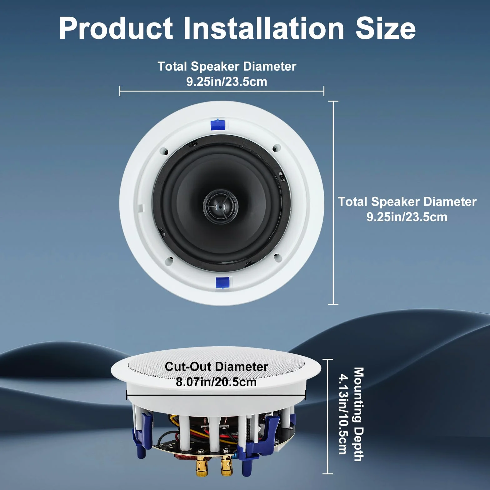 STUDIOFINIX Haut-parleur Bluetooth 6,5" 320 W 2 voies murale pour la maison, la salle de bain, la cuisine, le bureau avec son plein gamme